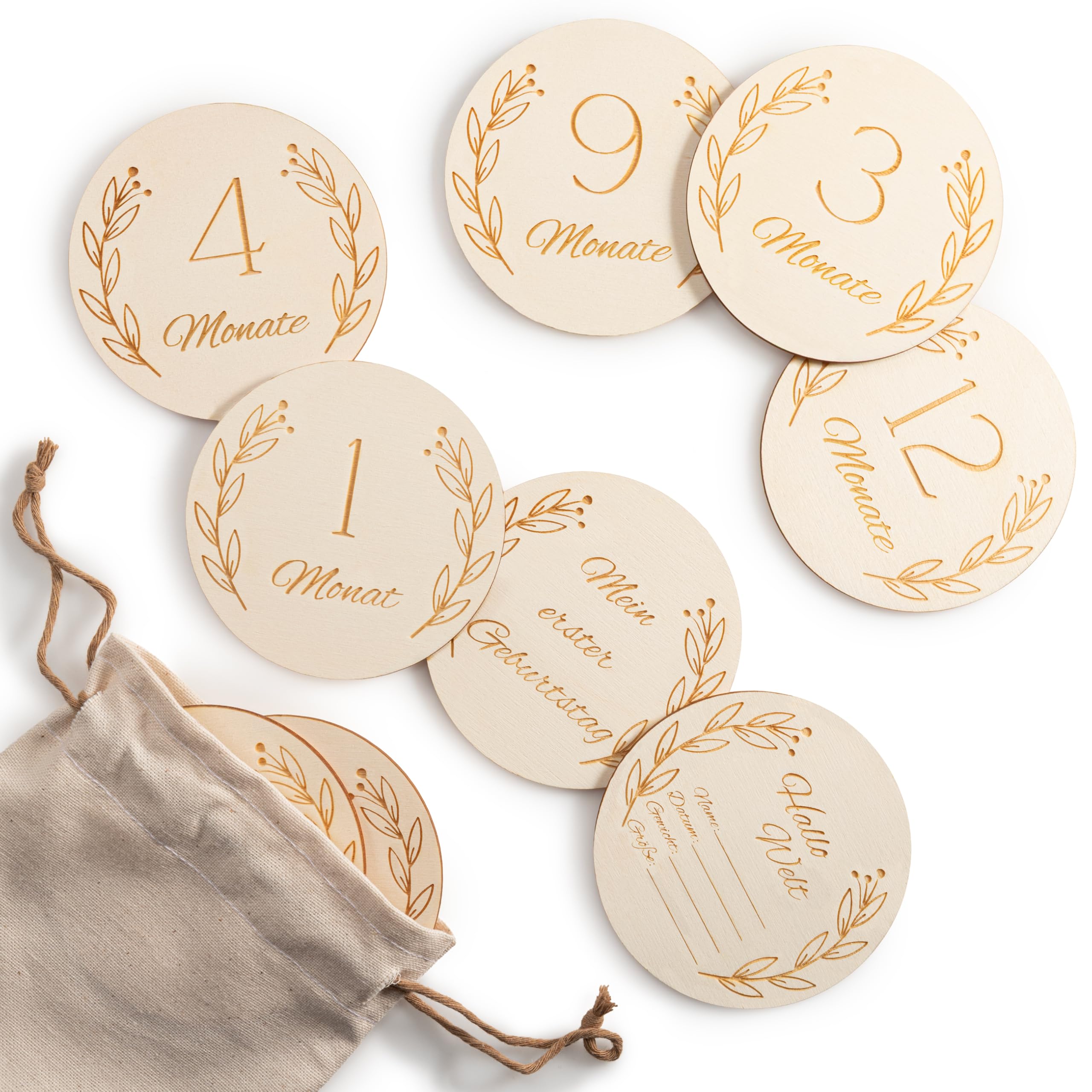 Wood You Buy Meilensteinkarten Baby Holz, Neugeborenen Foto Requisiten, Hello World Geburtsschild (1–12 Monate), Geschenk zur Babyparty für Schwangere, werdende Mütter, werdende Eltern.