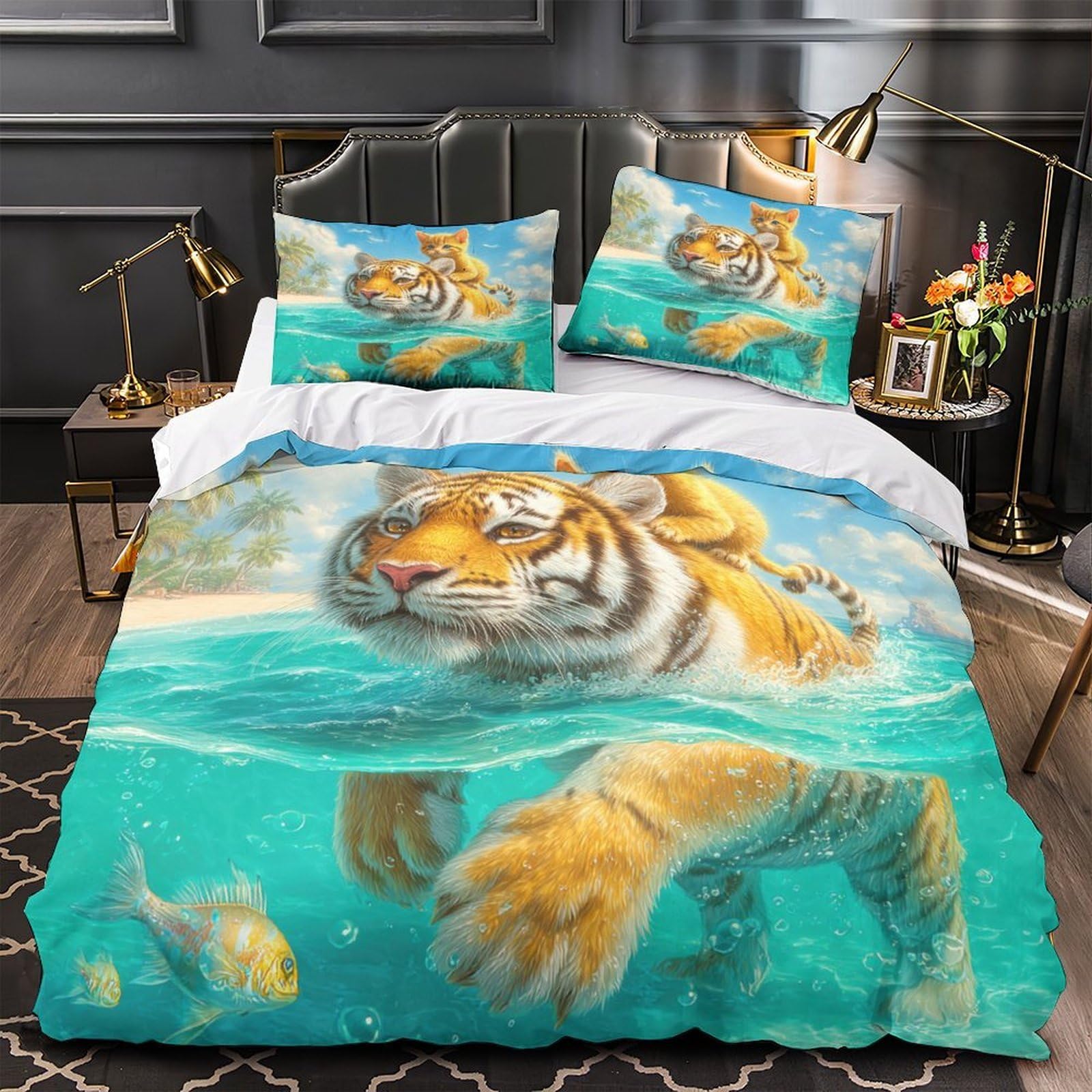 Housse de couette ultra douce et résistante motif animal fantasy 3D