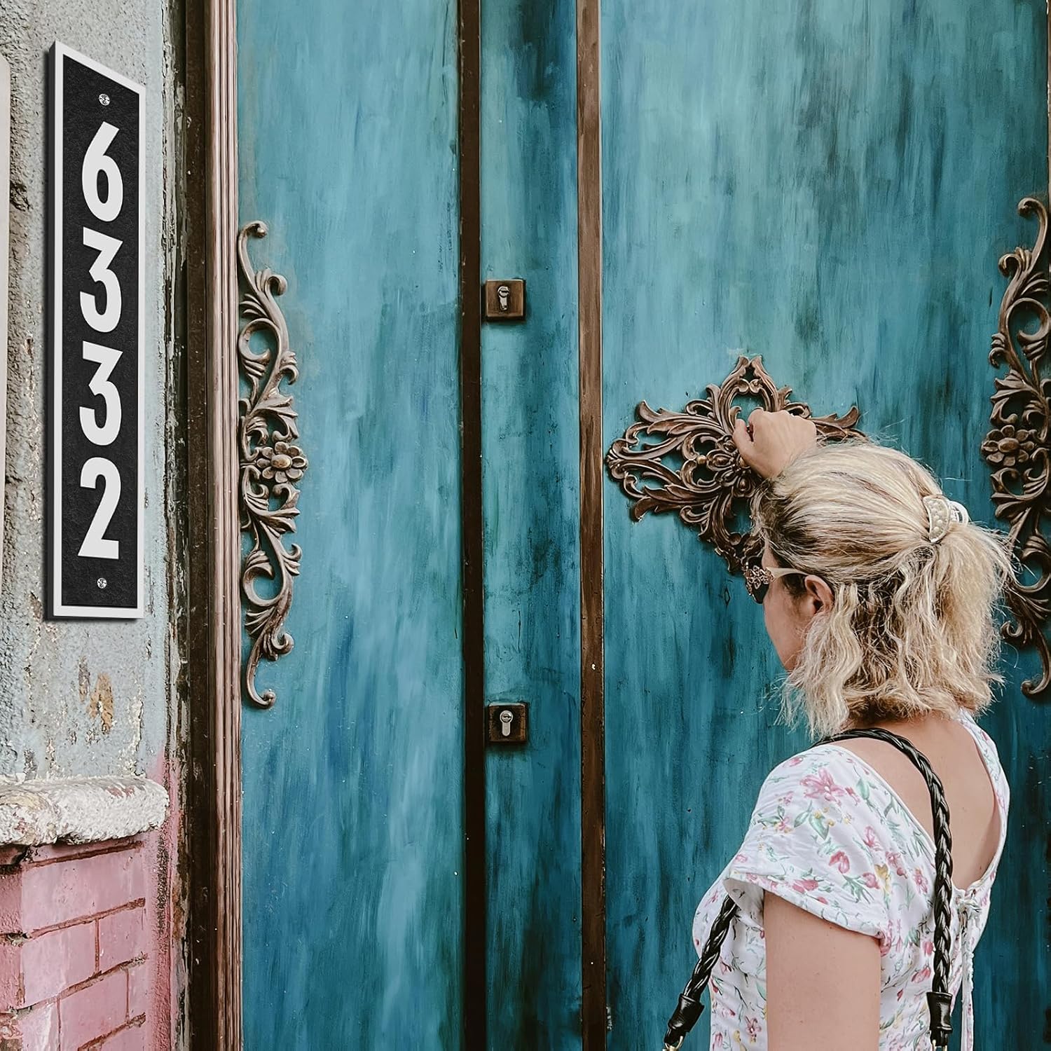 Personalized Address Plaque Clear Font - 16.5'' x 4‘’ Vertical Address Sign,House Number Sign Plaque,House Address Numbers for Outside House,Mailbox Post,Pillar,Pre-Drilled Hole,Metal 911 Visibility(Silver)