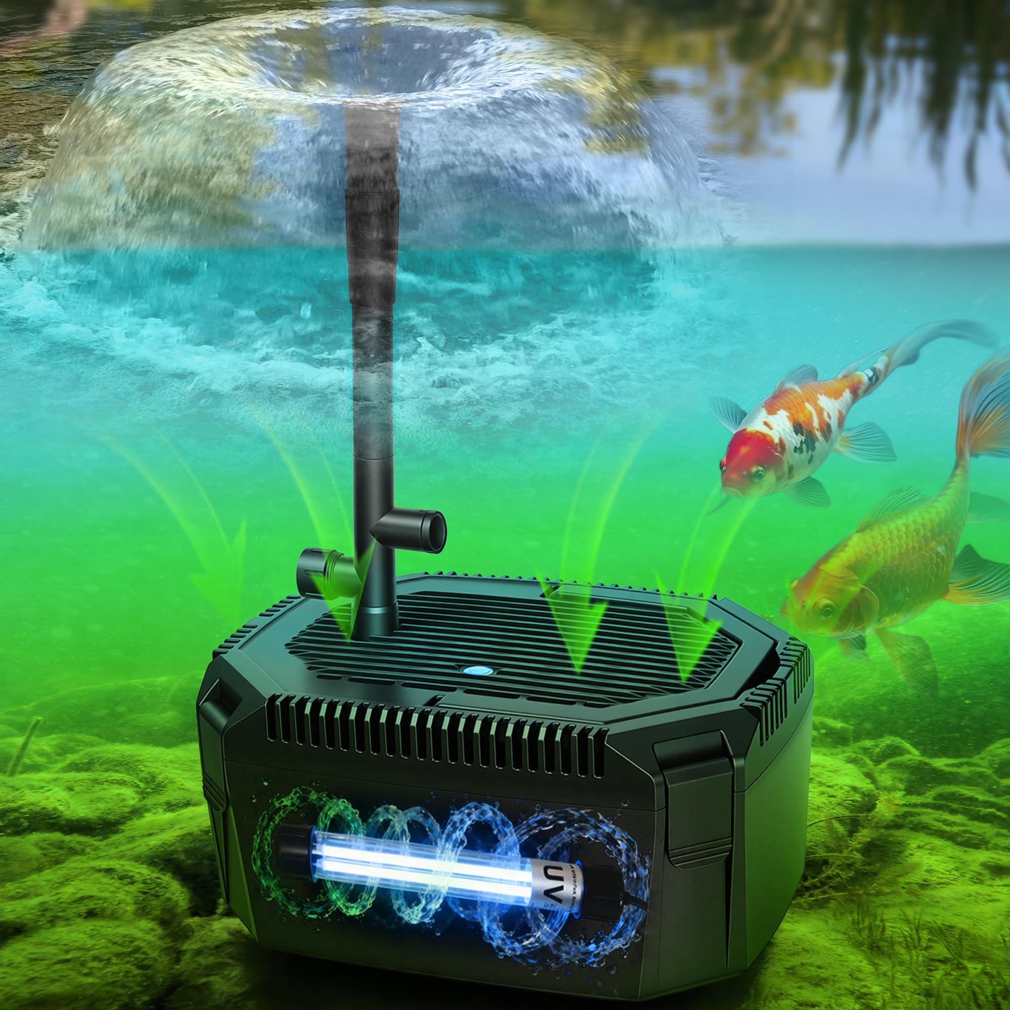 Photo 1 of coospider-repta Submersible Pond Filter with UV Light, 660 GPH