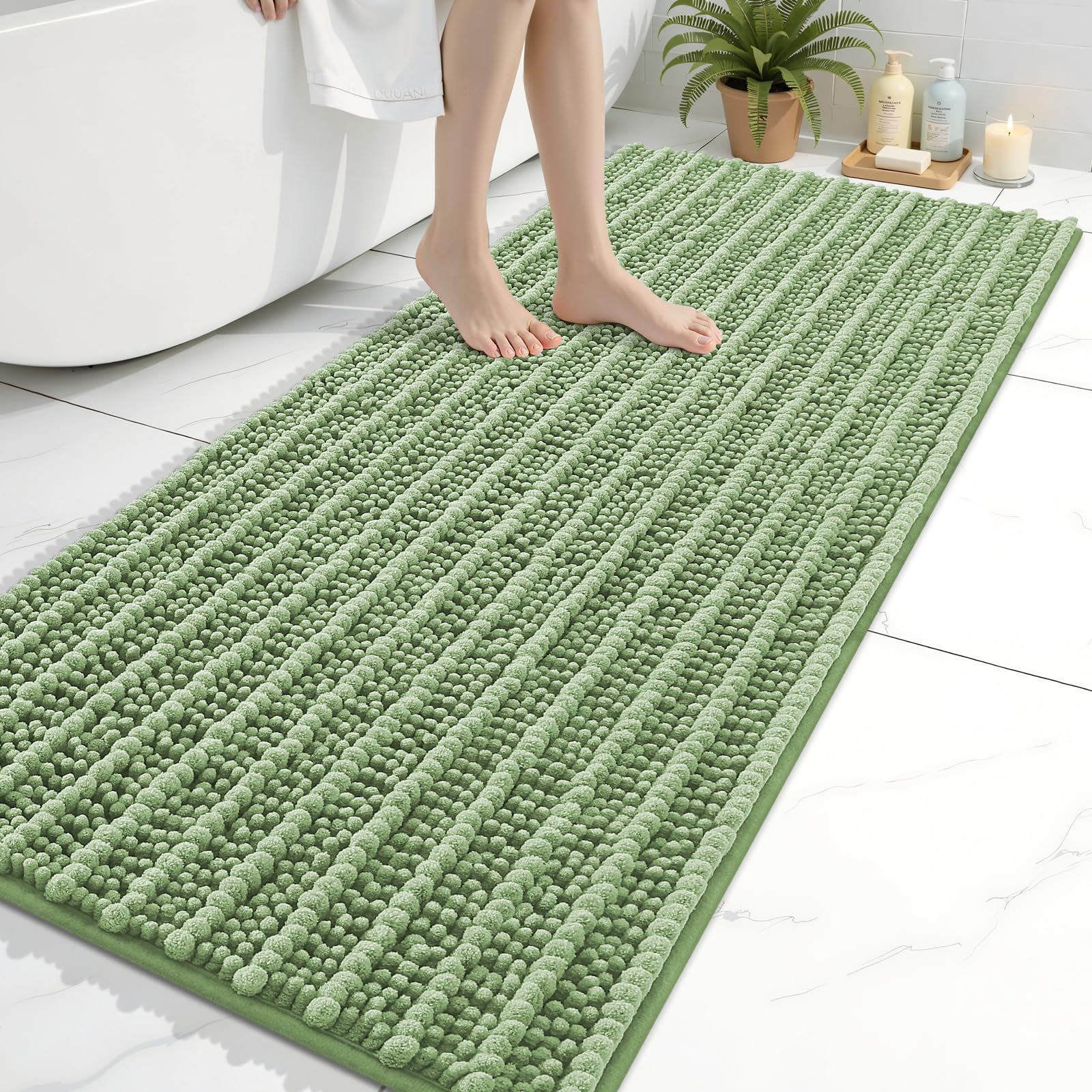 Arotive Bathroom Rugs Mat 60x24, Soft Absorbent Chenille Shaggy Bath Mat