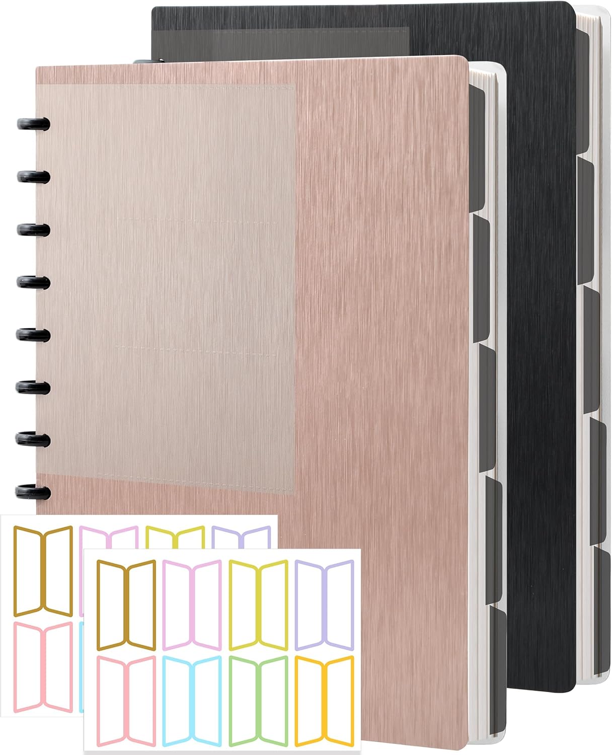 Yoment 2 Pack Discbound Notebook Refillable 5 Subject Notebook 8.6" x 12" Customizable Spiral Journal with Removable Pages 120 Disc Planner with Dividers & 12 Tabs for Work Meeting School