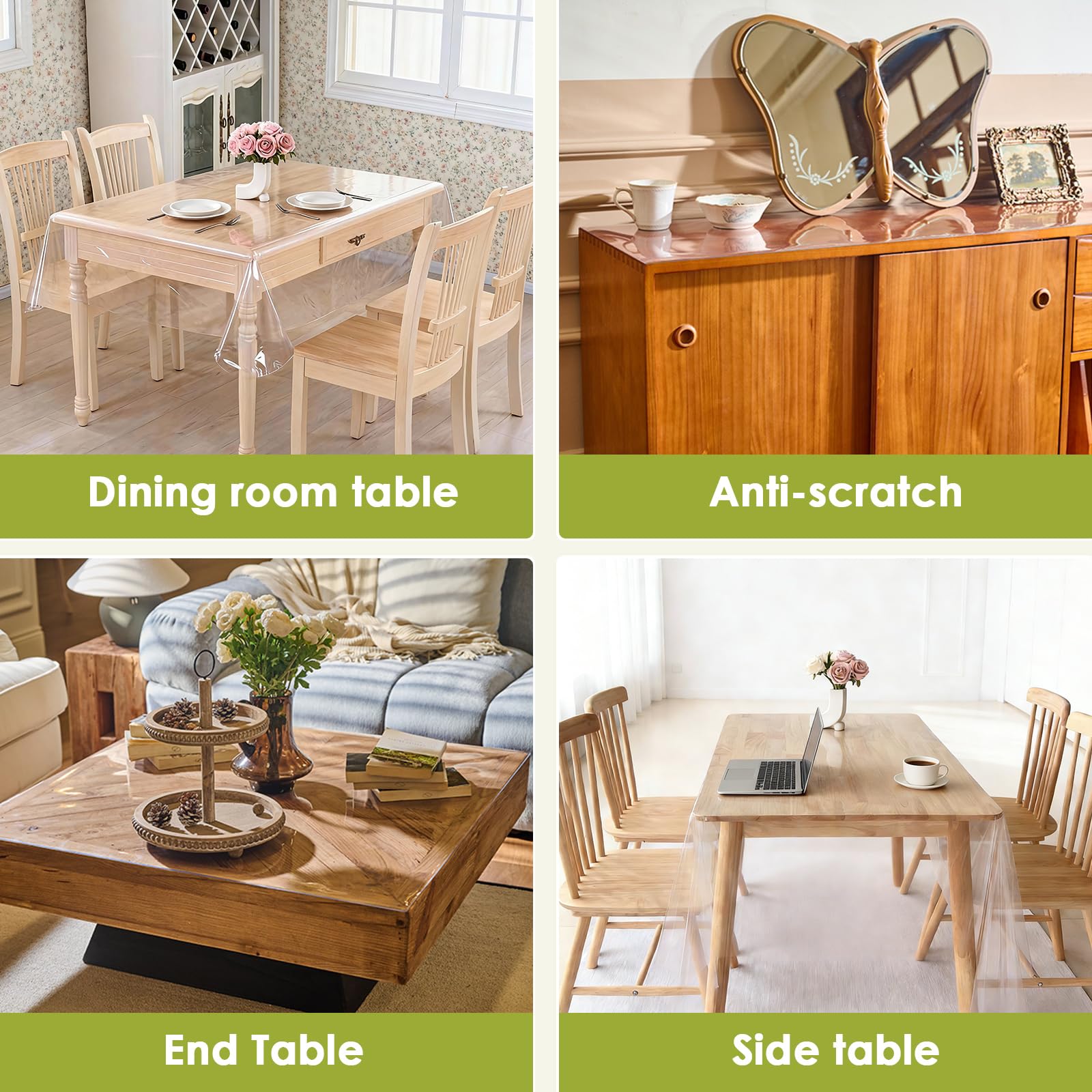 Protector de mesa transparente de 84 x 60 pulgadas, 0.2 mm de grosor, protector de mesa para mesa de comedor, mantel impermeable para cocina, escritorio, escritorio de oficina
