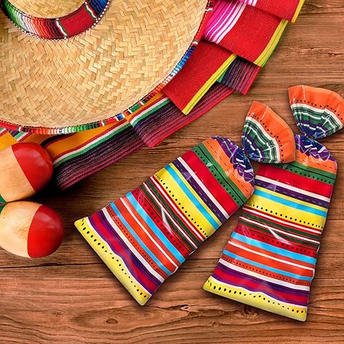 Miniatura 6 de Spakon 100 bolsas mexicanas de celofán, bolsas de plástico para dulces mexicanos, bolsas de golosinas hispanas del Cinco de Mayo, regalos para