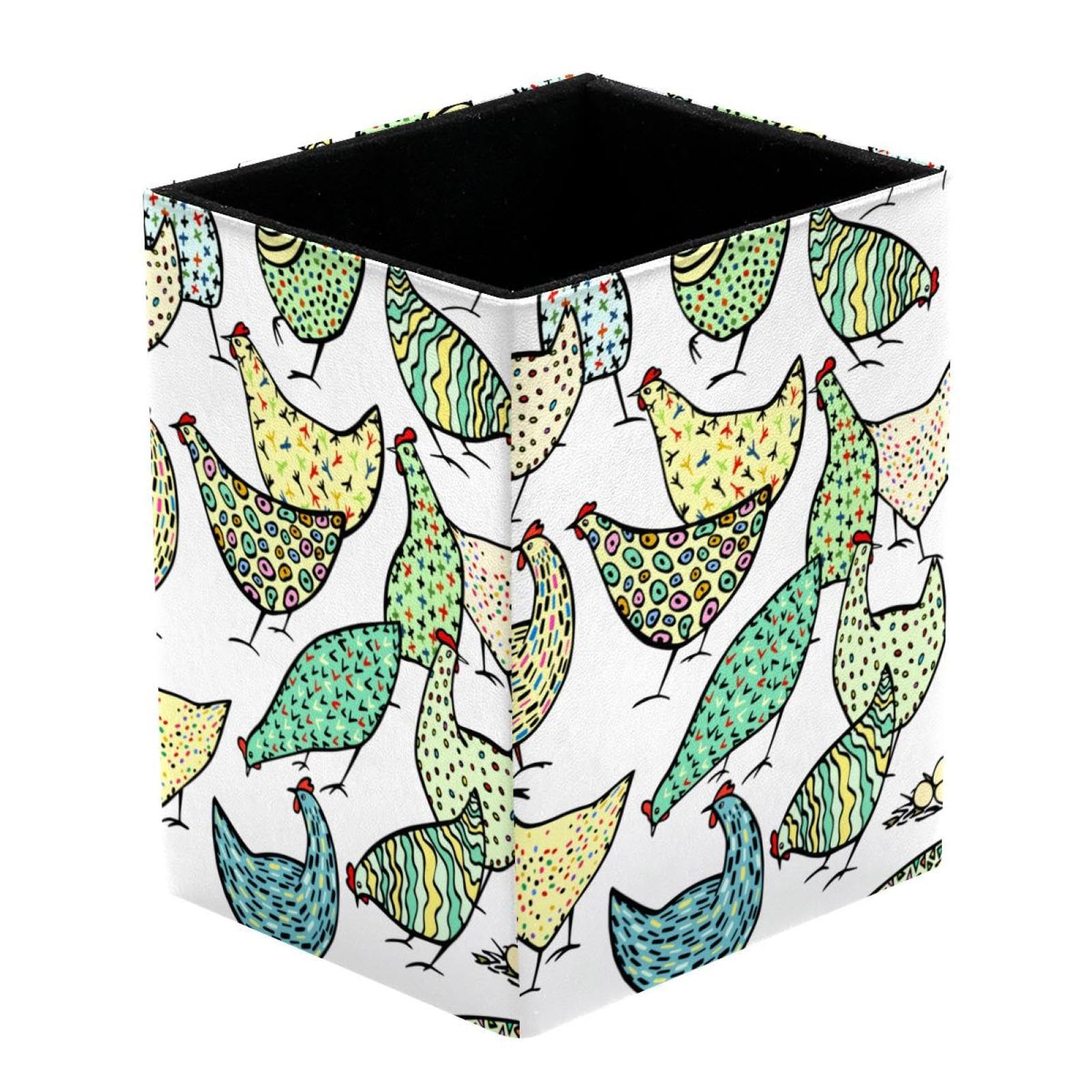 VAPOKF Pencil Holders for Desk, Colored Chicken Pattern Prints Pen Holders Pen Pot Makeup Brushes Storage Desktop Stationary Supplies Organiser for Home Office