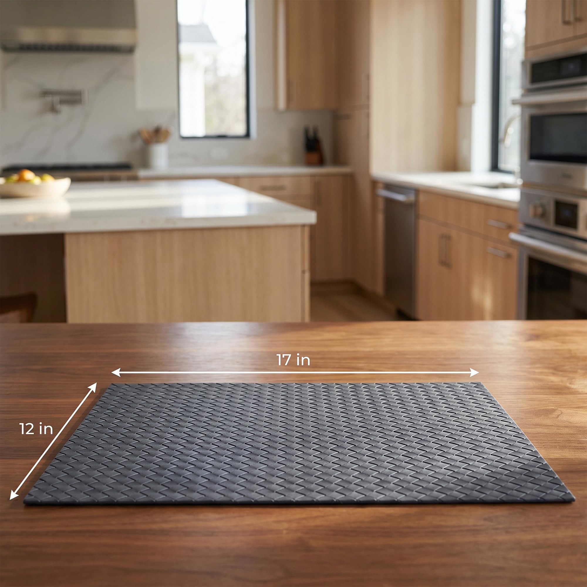 Set di 6 tovagliette in pelle per cucina, tavolo da pranzo, resistenti al calore, tovagliette lavabili 43,2 x 30,5 cm, grigio scuro