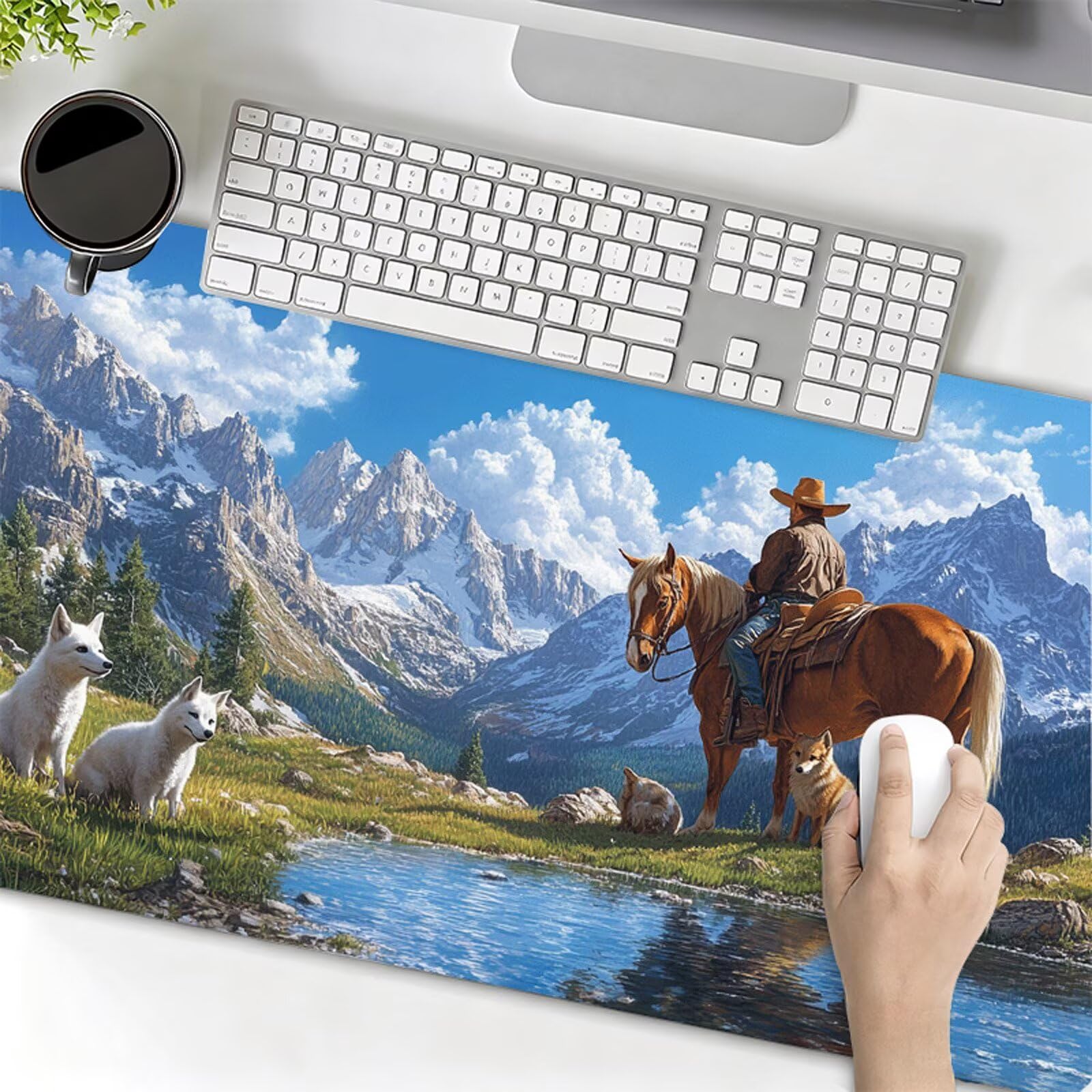 Podkładka pod mysz XXL 1200x600x3mm podkładka pod mysz koń lis poprawia precyzję i szybkość, wodoodporna antypoślizgowa, szyte krawędzie, akcesoria do gier, komputer biurowy, komputer Y7-897