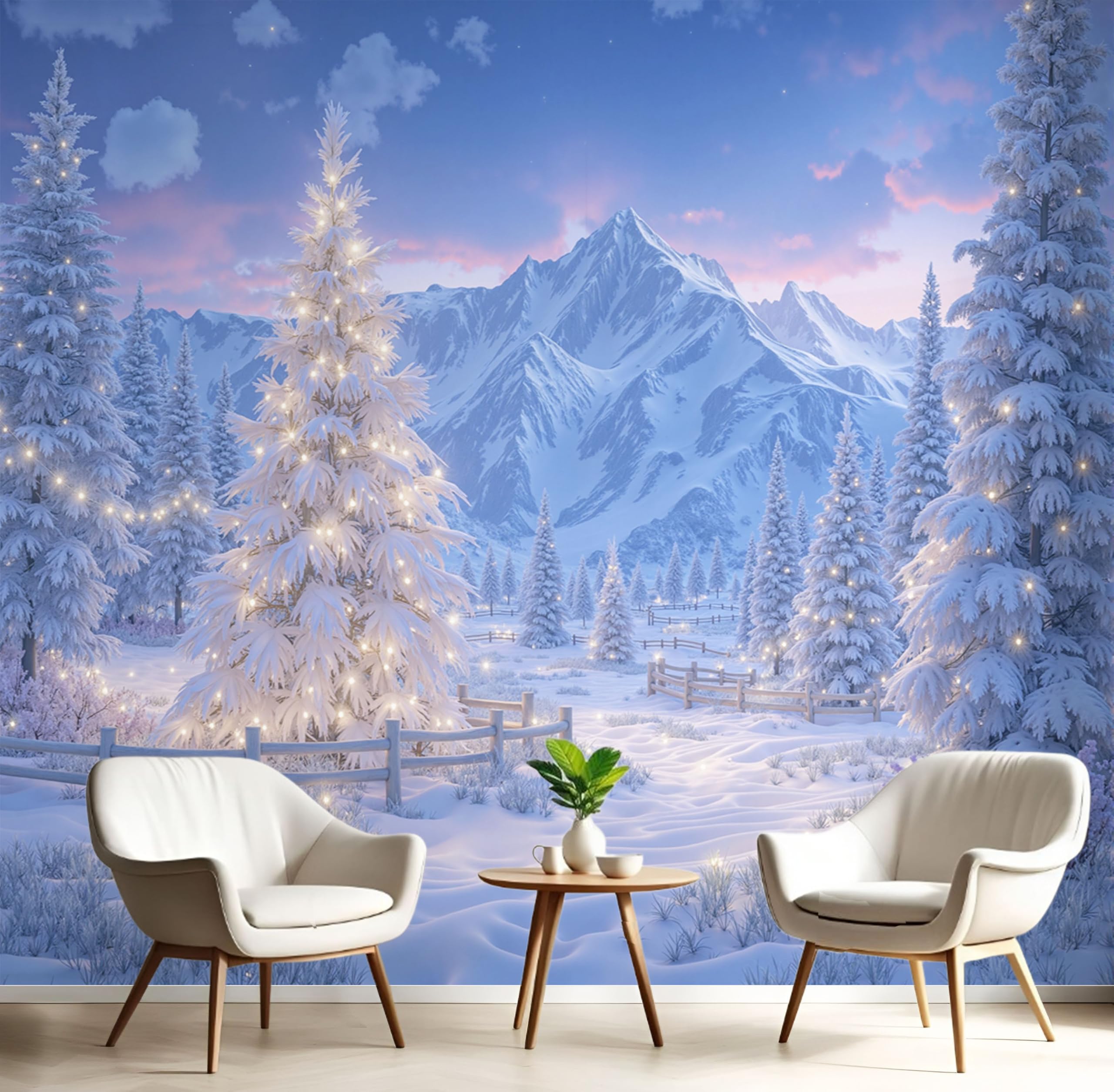Papier peint panoramique flocon de neige déco murale paysage montagne salon 400x280cm