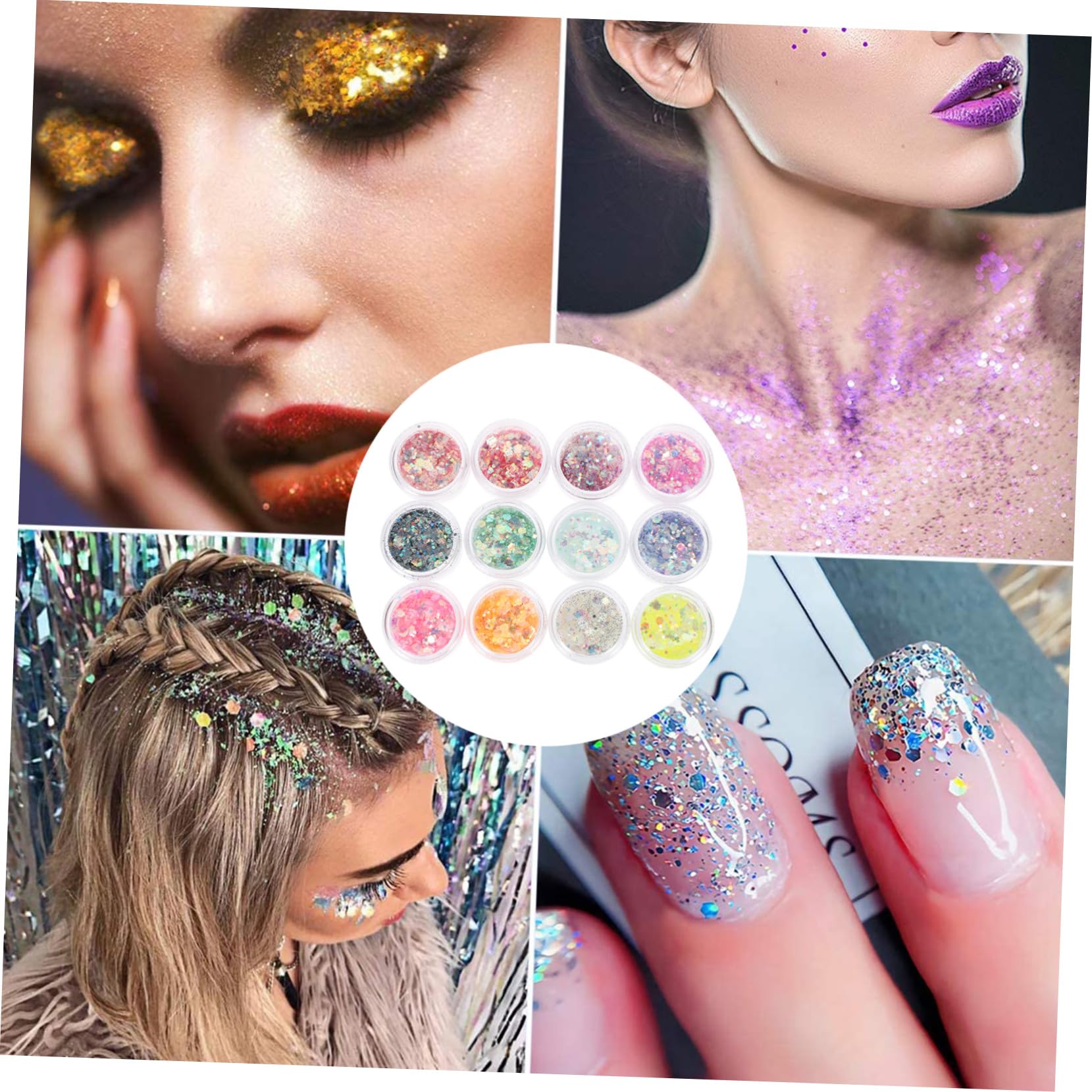 POPETPOP 3 Set Di Glitter Per Trucco Alla Moda Per Festival Viso Unghie Glitter Paillettes Glitter Per Corpo Per Feste E *3
