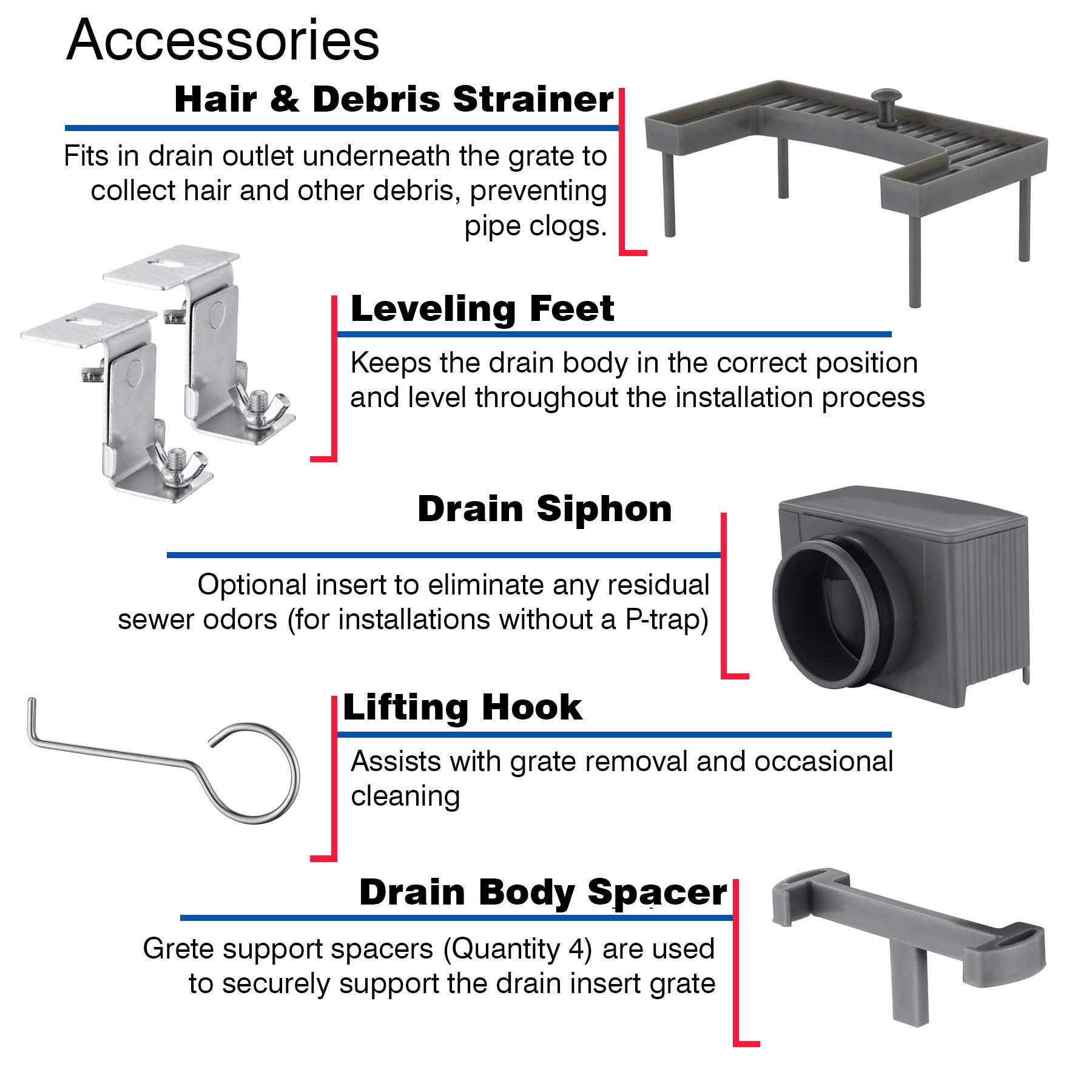 Linear Shower Drain horizontal 2 inch side outletmodern 304