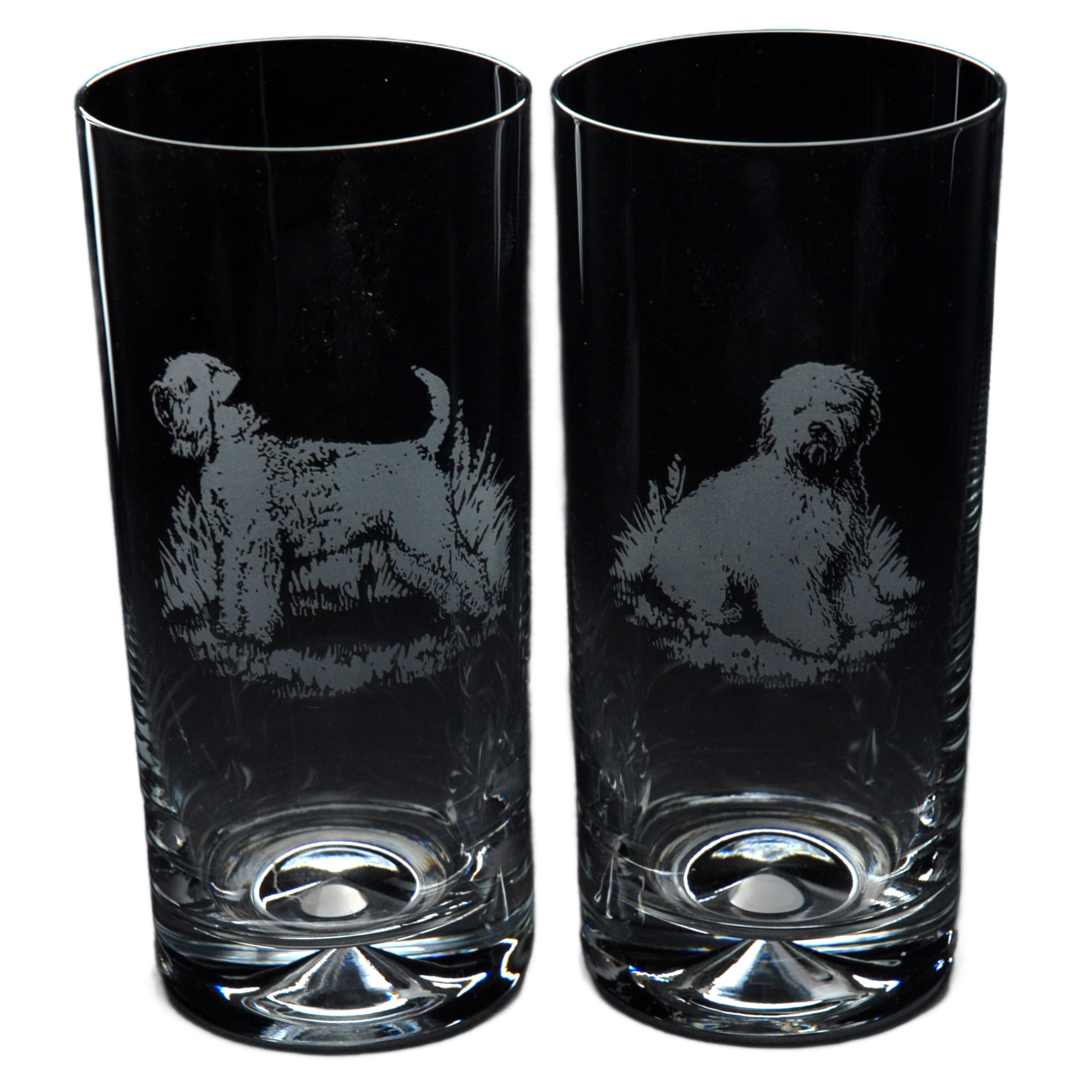 GLYPTIC Glass Art Wheaten Terrier Dog Placement Hand Etched/Engraved Highball Glass — image 1