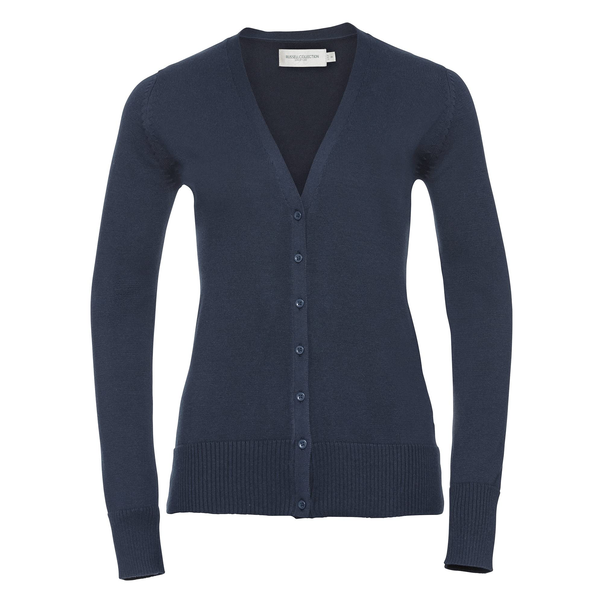 Russell Collection Damen Strickjacke mit V-Ausschnitt (XL) (Marineblau)