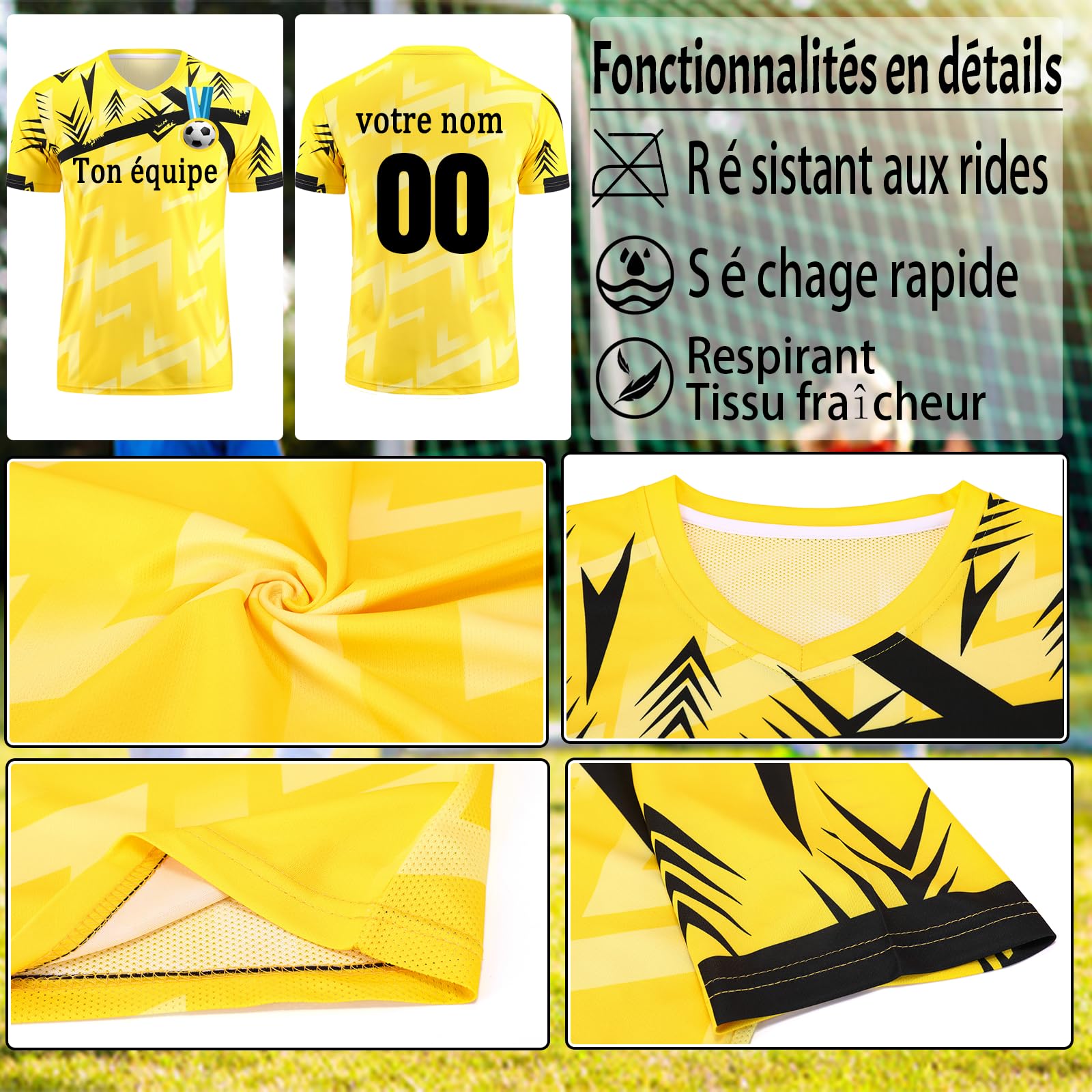 Maillot de Foot Personnalisé T Shirt Foot Enfant Adulte Maillot Football Personnalisé avec Le Numéro du Nom