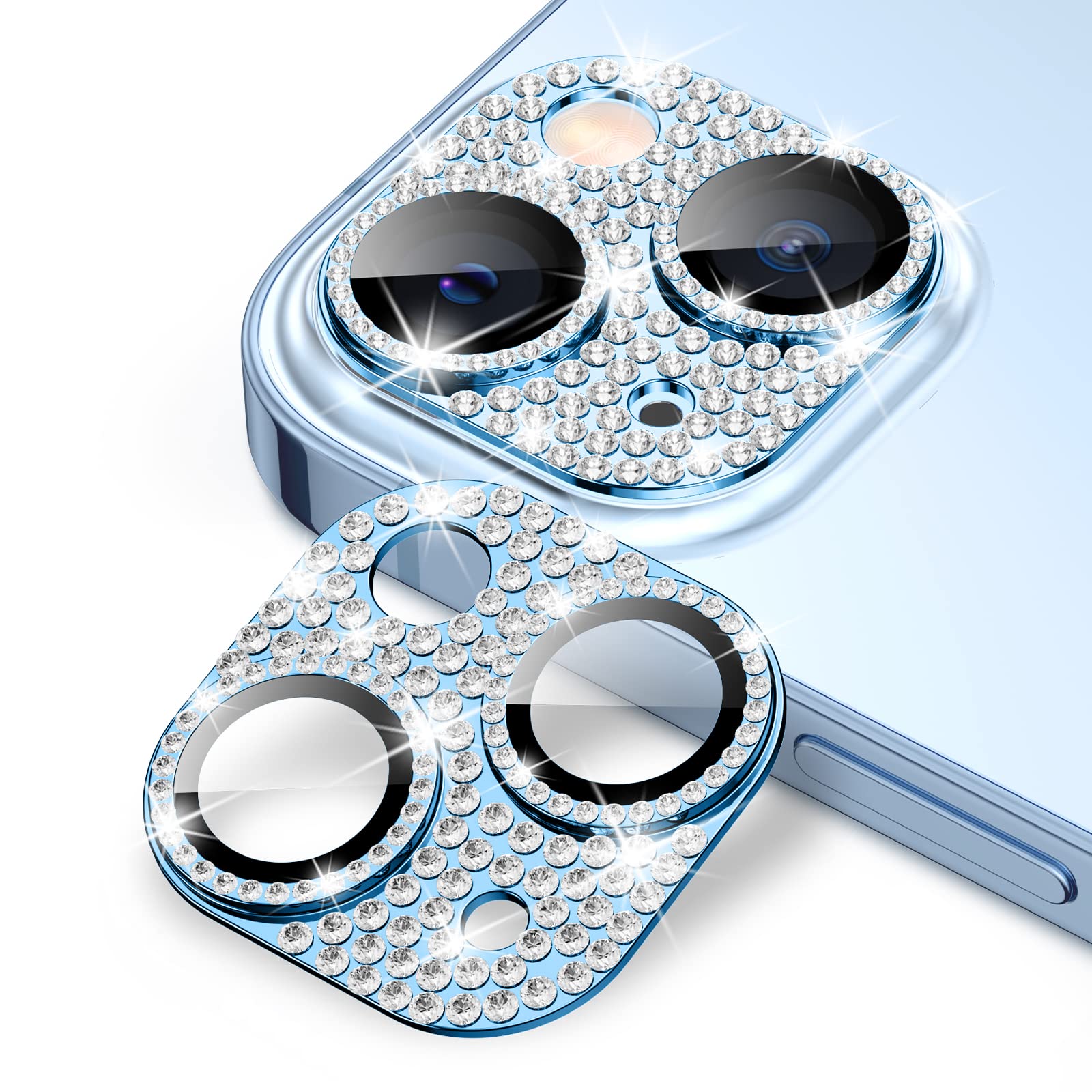 Goton Compatible for iPhone 14 Plus - 14 Camera Lens Protector, Bling Glitter Metal Cover Glass Lens Screen Protective Accessories for iPhone 14 Plus