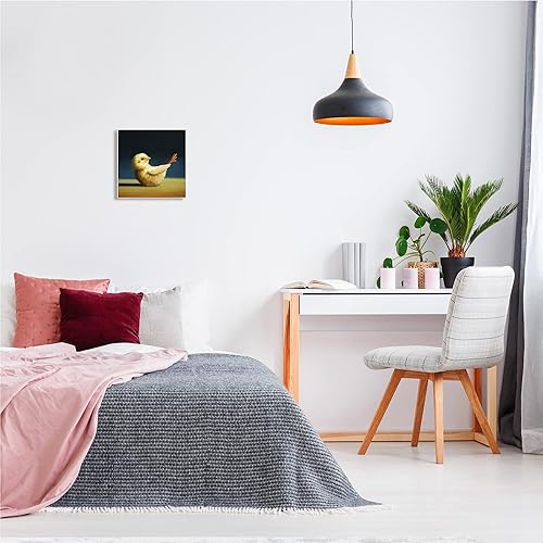 Miniatura 2 de Stupell Industries Yoga Chicks Boat Pose - Placa de pared divertida con diseño de pájaros de granja, diseño de Lucia Heffernan, 12 x 12 pulgadas,