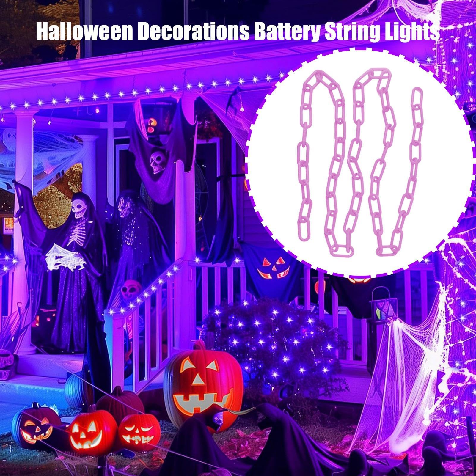 Halloween Łańcuch Światełek Sezonowe Dekoracje Świąteczne i Artykuły | Upiorne Pomarańczowe Girlandy Świetlne Na Zewnątrz, Noc, Podwórko, Taras, Park i Farma