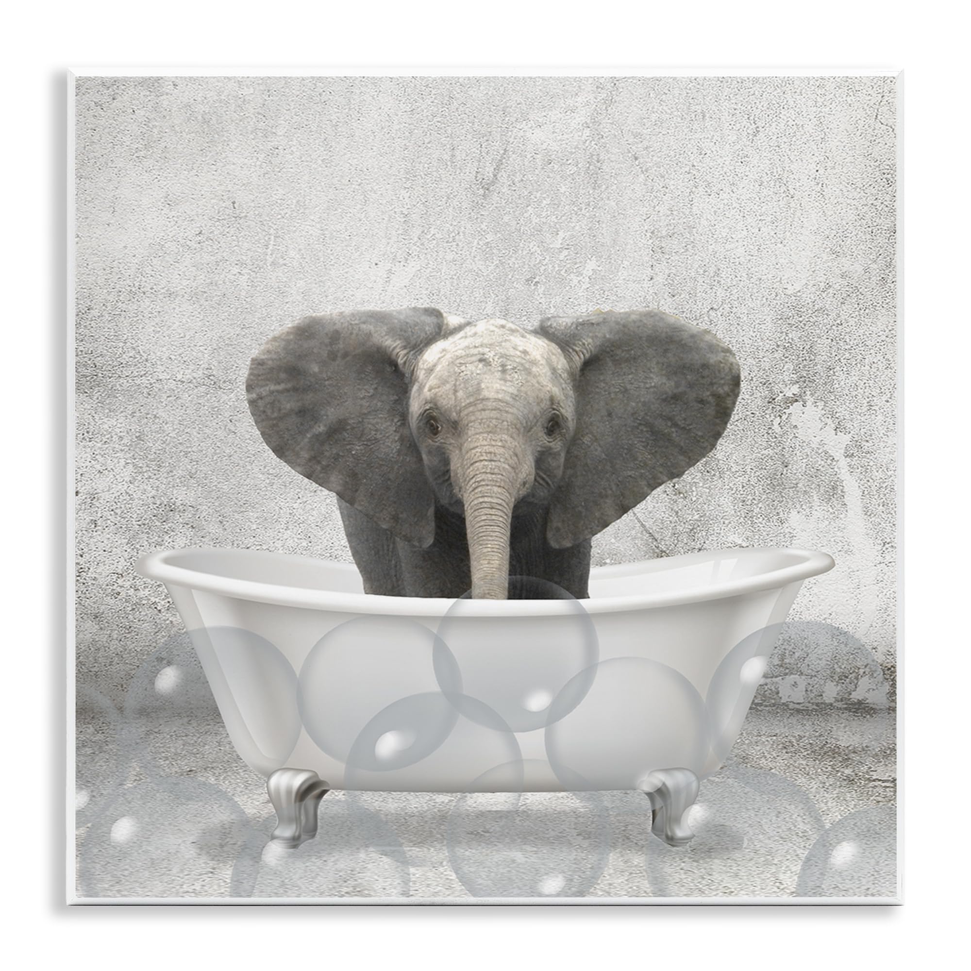 Stupell Industries Baby Elephant Bath Time Canvas Wall Art - 17x17 Inches, Designed By Kim Allen