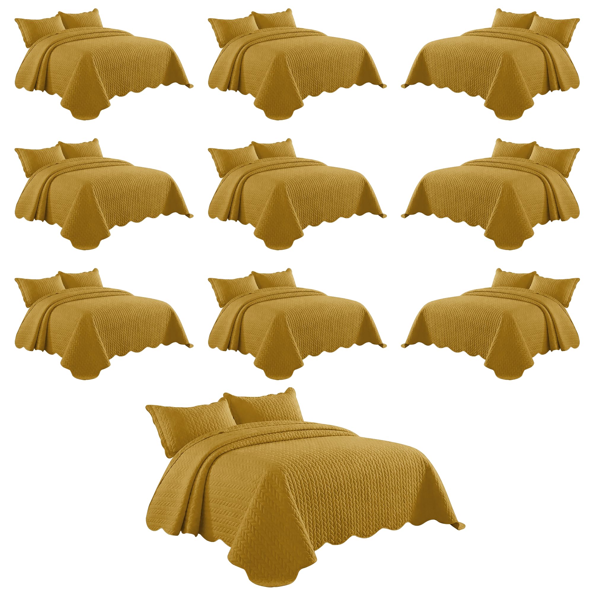 IR Imperial Rooms Twin Quilt Ochre Leaf 10 Pack for Hotel Guest Bedroom