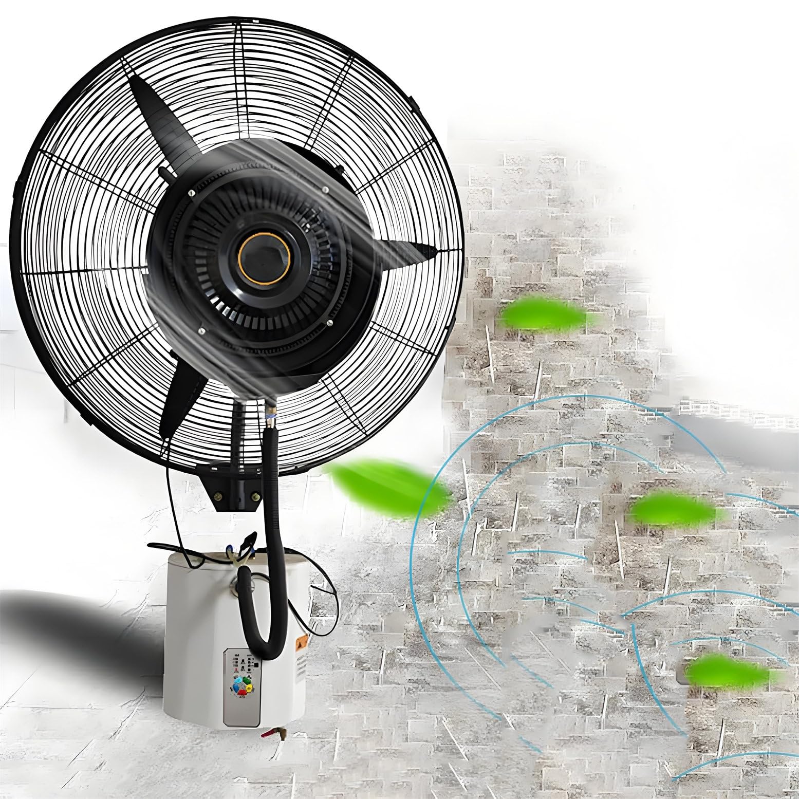 JKJZSALJ Wall Mount Oscillation Fan With Adjustable Mist,3-Speed Industrial Cooling For Patio,Deck,Garage,71Cm/28In,71cm/28in