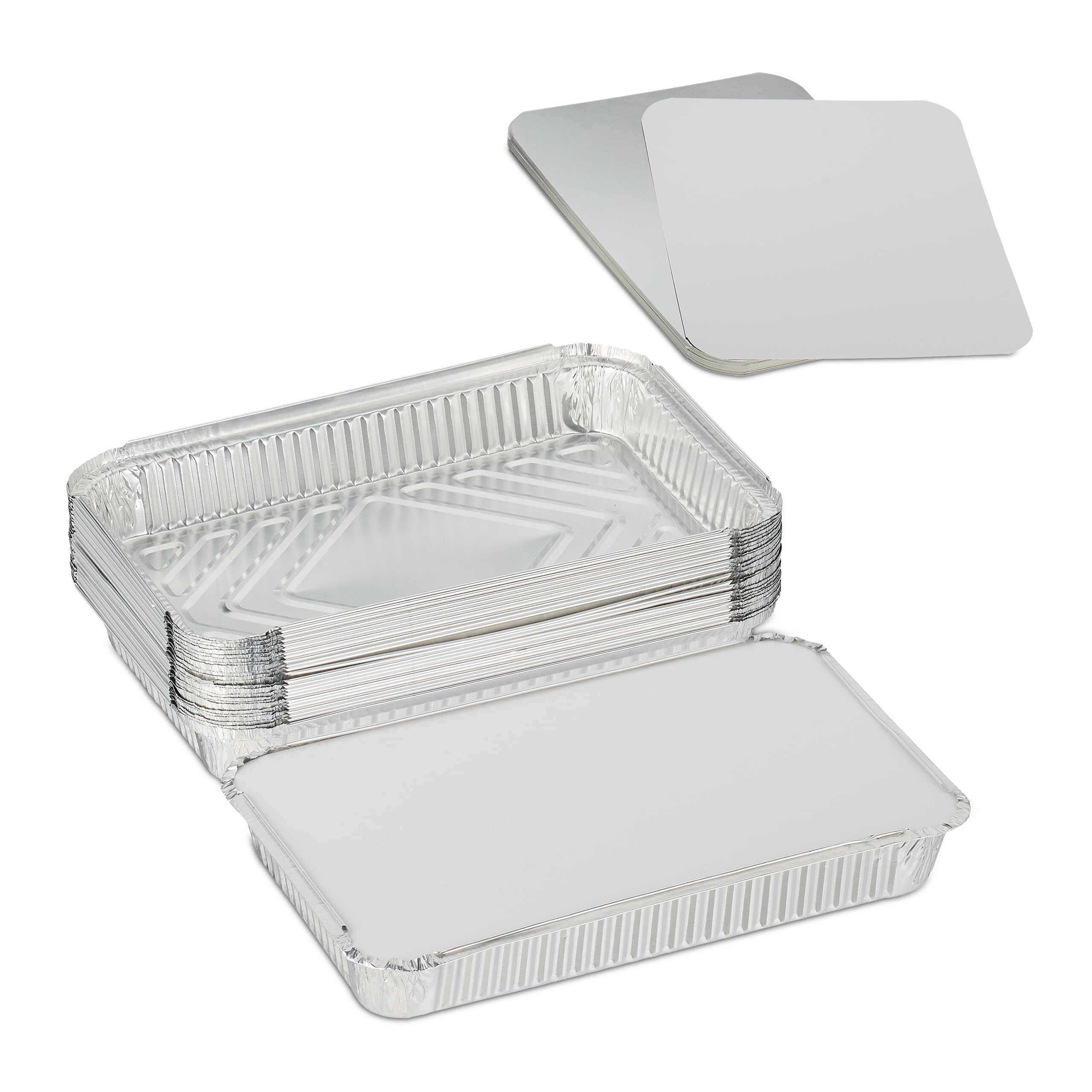 Relaxdays Barquettes en Aluminium avec Couvercle, 25 pièces, 1800 ML, pour Cuisson & Grill, récipients alu, argentés