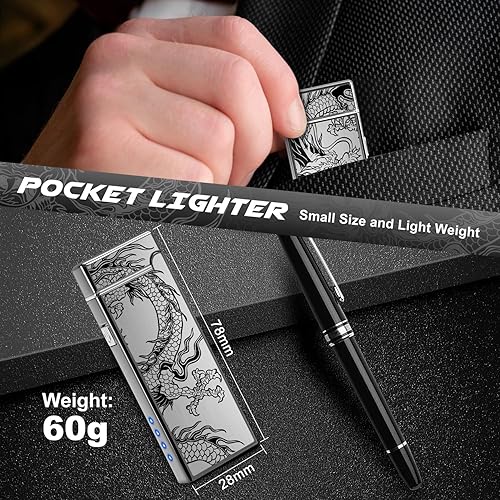 Miniatura 6 de LcFun Encendedor eléctrico recargable por USB, encendedor de plasma a prueba de viento, encendedor de doble arco sin llama con indicador de batería