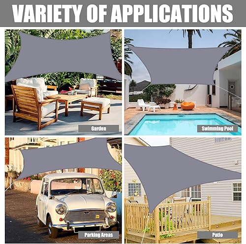 Miniatura 6 de Neween Toldo rectangular impermeable con bloqueo UV para patio y jardín al aire libre (6 x 10 pies, gris)