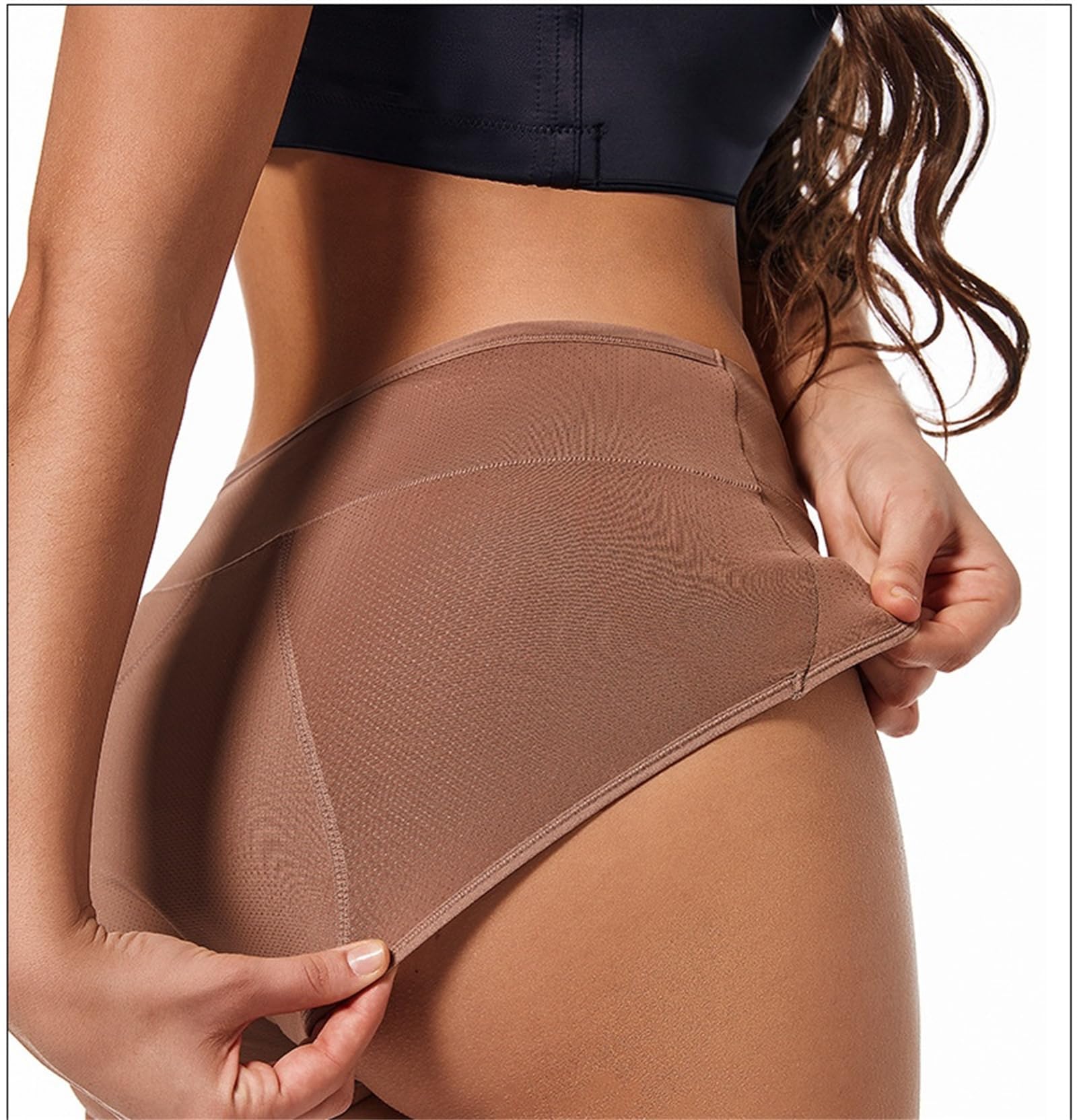 Generisch Ropa interior menstrual de algodón de alta calidad a prueba de fugas, más de 12 horas, reutilizable y lavable, protección de día y noche, Negro , L