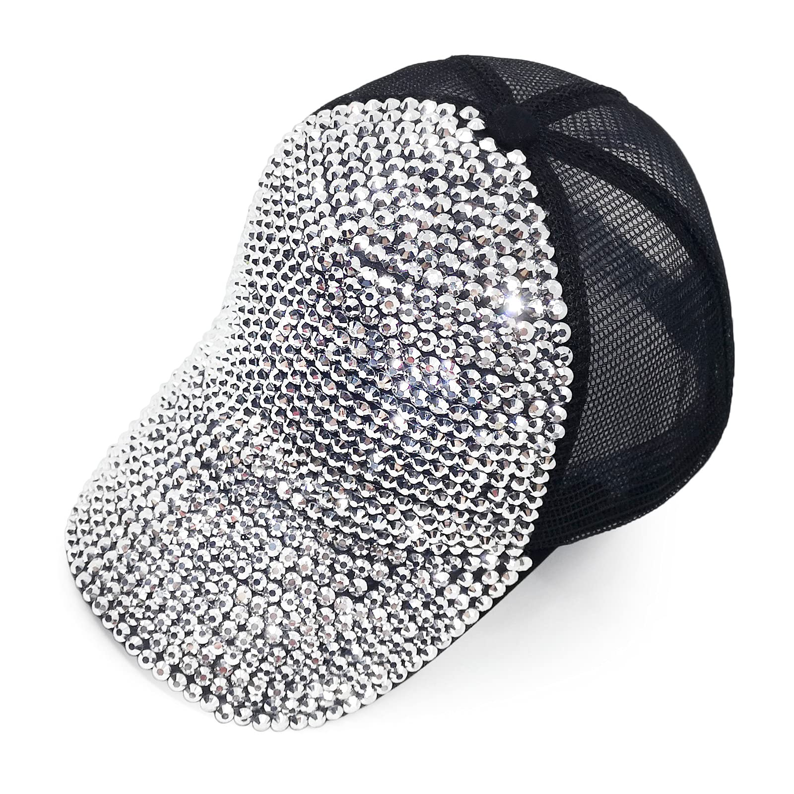 NOEEVBling Baseball Cap for Women with Full Diamond Design Adjustable Ladies Baseball Travel Cap, Black-slv, One size