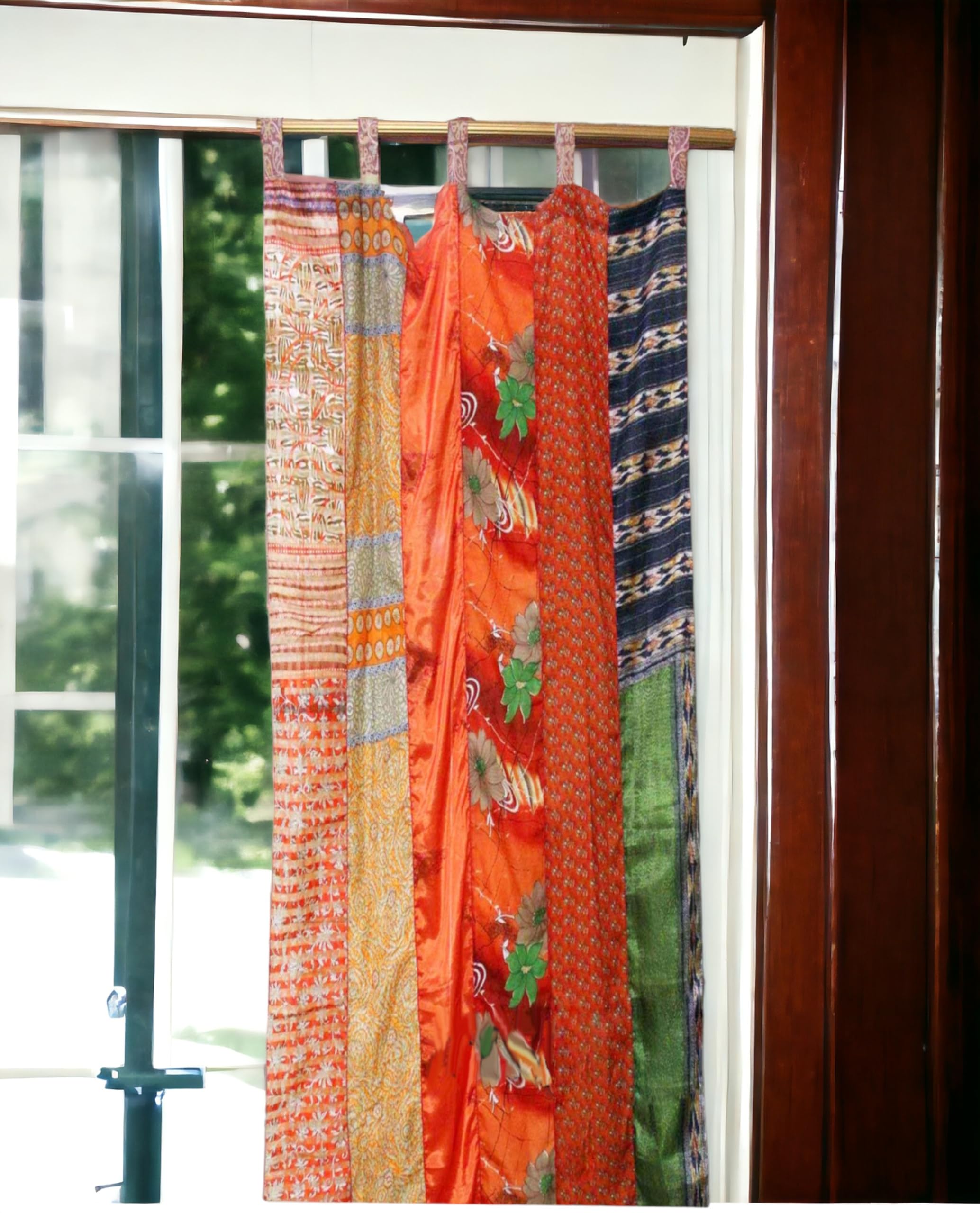 Amazon｜インドサリー古いマルチカラーカーテンドアドレープ｜カーテン