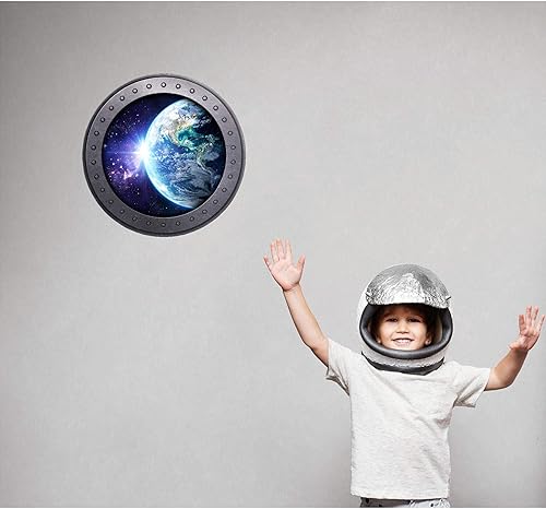 Miniatura 3 de Calcomanía de pared de ventana 3D de PortScape Earth #3 de PortScape de 12 pulgadas, diseño de planetas espaciales, sistema solar, arte de pared,