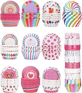 Xespis 1000 Pieces Cupcake Wraps Paper, Muffin Baking Tins Cupcake Rainbow Paper Case Liners Wrapper, for Baking, Dessert, Party, Birthday, Wedding