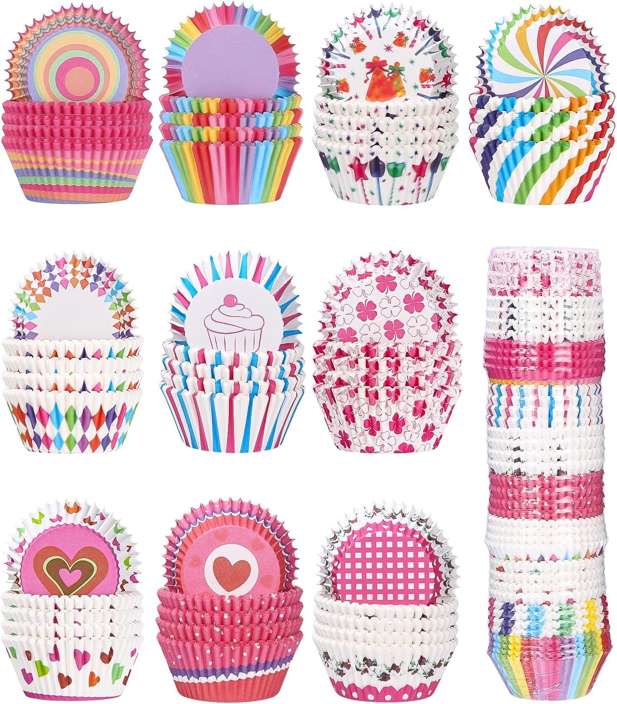Xespis 1000 Stück Muffinförmchen Papier, Muffins Backförmchen, | Cupcake Regenbogen Papier Fällen Liners Wrapper, für Backen, Dessert, Party, Geburtstag, Hochzeit