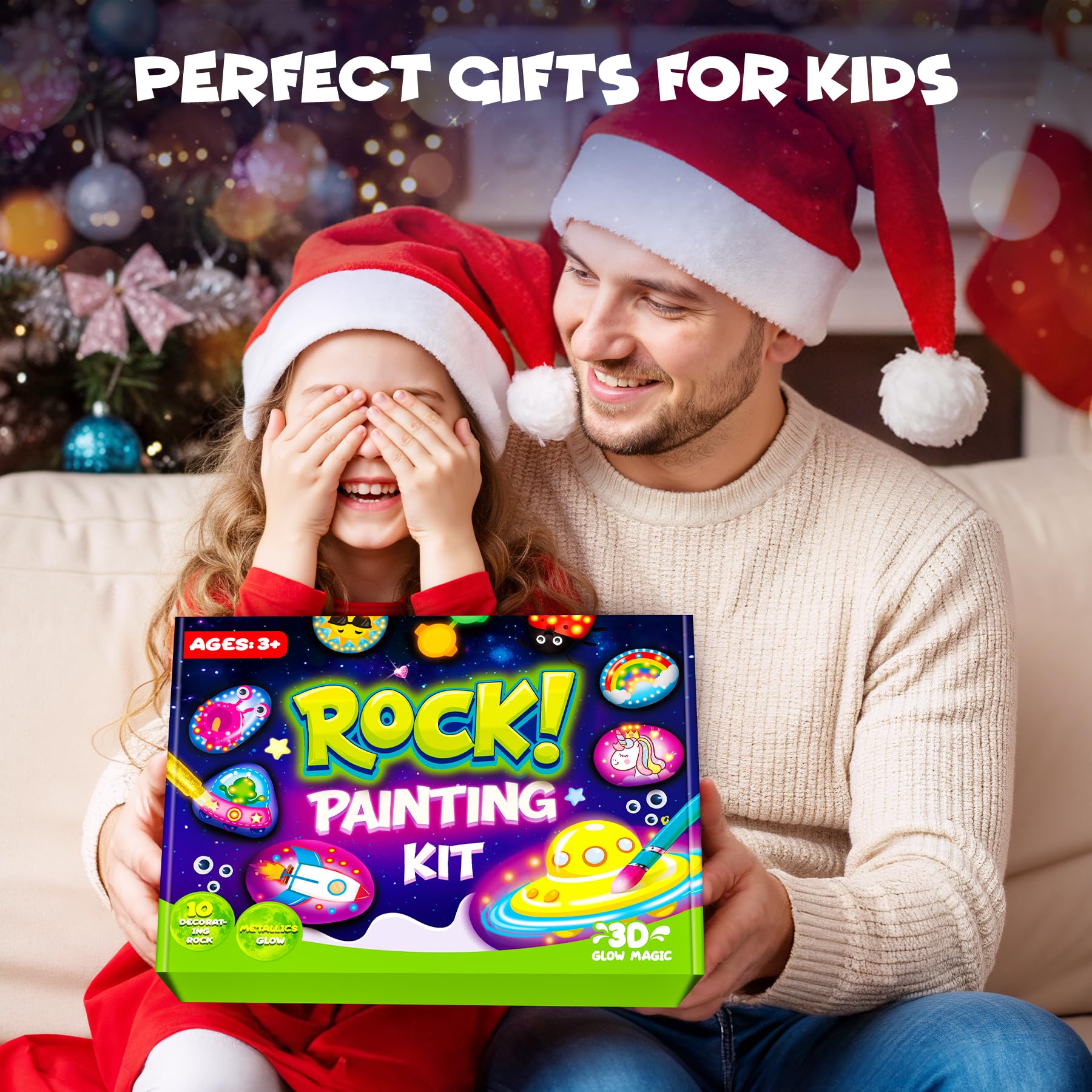 LUVOTY Kit Pittura di Pietra per Bambini-10 Sassi da Dipingere con Colorazione Facile - piedras para pintar per Giochi Bambino 5 6 7 8 Anni e Bambina- Regalo Creativo Educativo Giocattolo