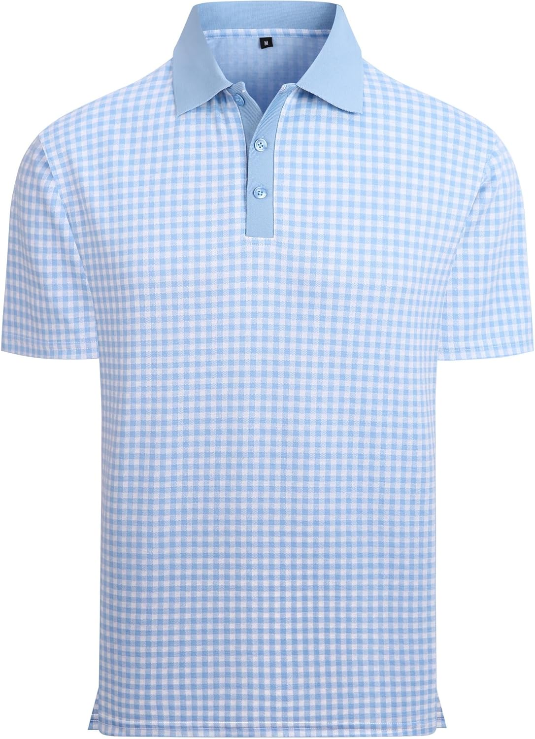 Alex Vando Mens Check Golf Shirt Contrast Rib Collar Short Sleeve Polo Shirts for Men