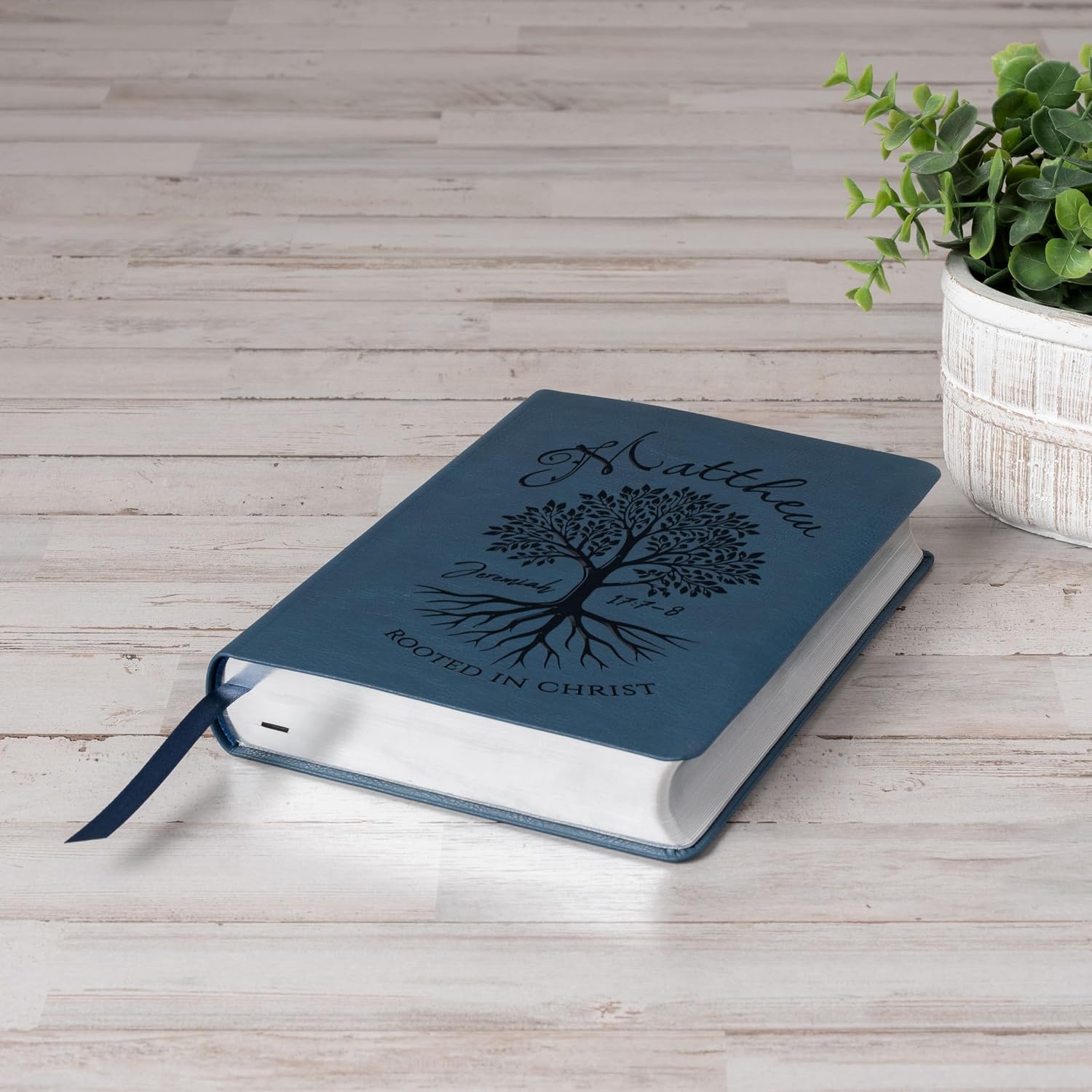 Personalized NASB Wide-Margin Bible, Custom Engraved Name, Rooted in Christ Tree Design, Christian Gifts, Gifts for Her, Bible for Him