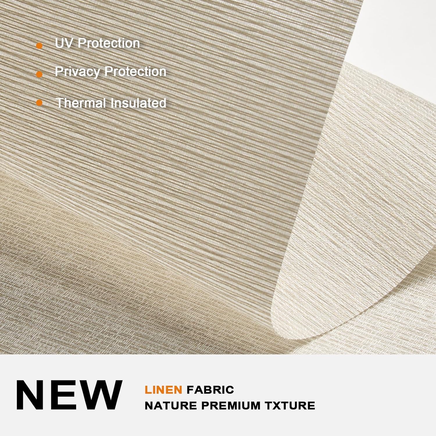 Persilux No Drill No Tools Light Filtering Roller Shades for Windows,Linen Fabric Cordless Roller Blinds,Custom Blinds for Home,Bedroom,Living Room,Beige-Light Filtering,Custom Size