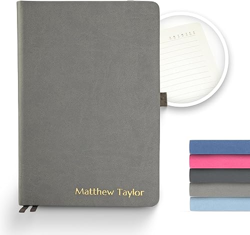 Promot Cuaderno personalizado  Cuaderno de escritura A5 de alta calidad con texto en relieve personalizado con lámina metálica dorada, 192 páginas,
