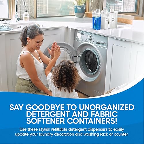 Miniatura 5 de Dispensador de detergente para ropa sucia, 3 piezas, dispensador de detergente líquido de 78 onzas para organización y almacenamiento de lavandería