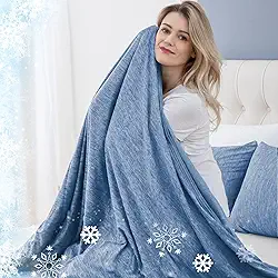 CHOSHOME Cobertores de resfriamento para pessoas que dormem com calor, Cobertor de gelo para o verão, cobertor leve e respirável, Cobertores frios para dormir,suores noturnos, Azul, 127 x 178 CM