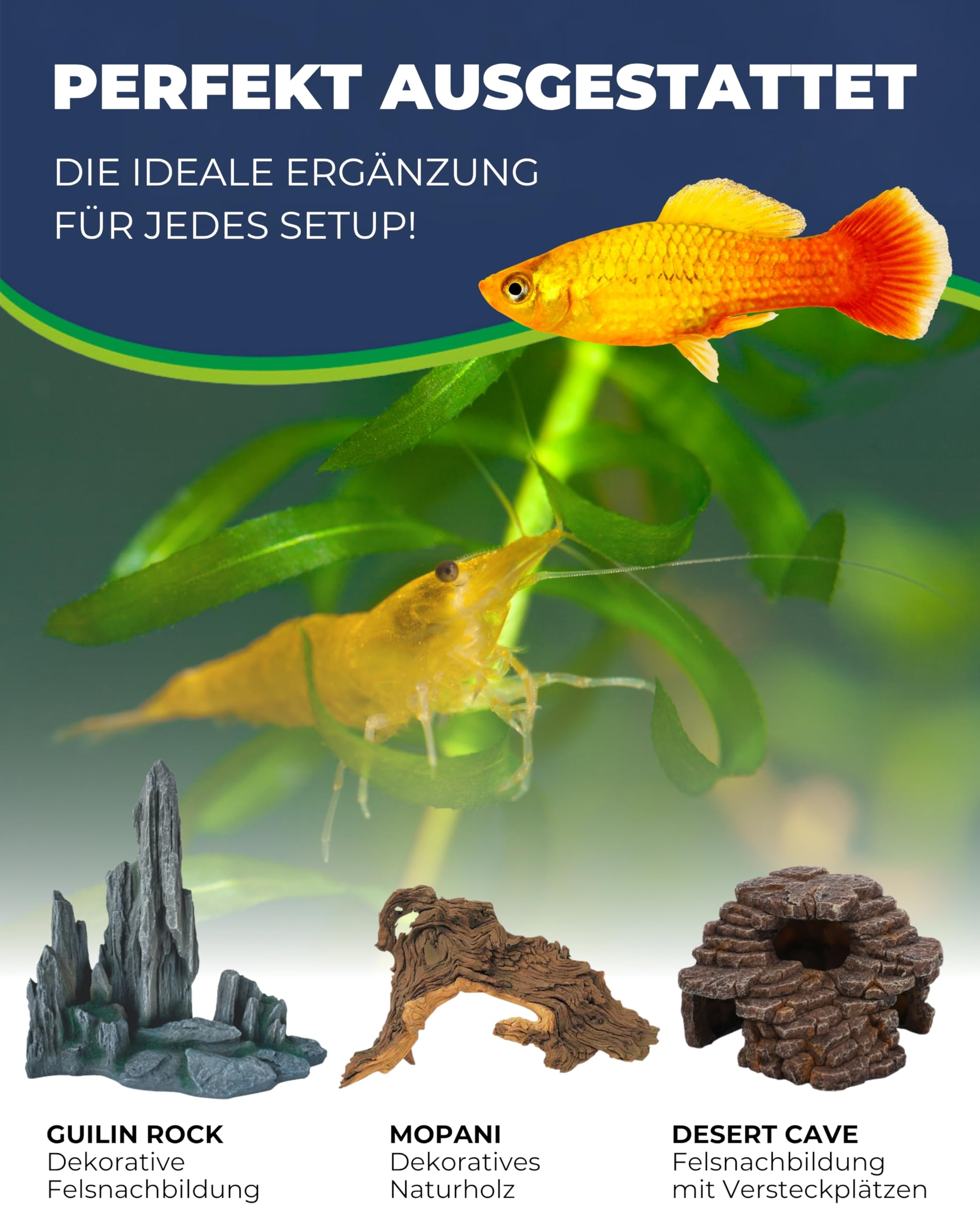 HOBBY Aquaristik Guilin Rock 3 I 27 x 15 x 29 cm I künstlicher Stein für Aquarien I Aquarium Deko I naturgetreue Dekoration für Aquarien und Terrarien I Nachbildung natürlicher Felsen