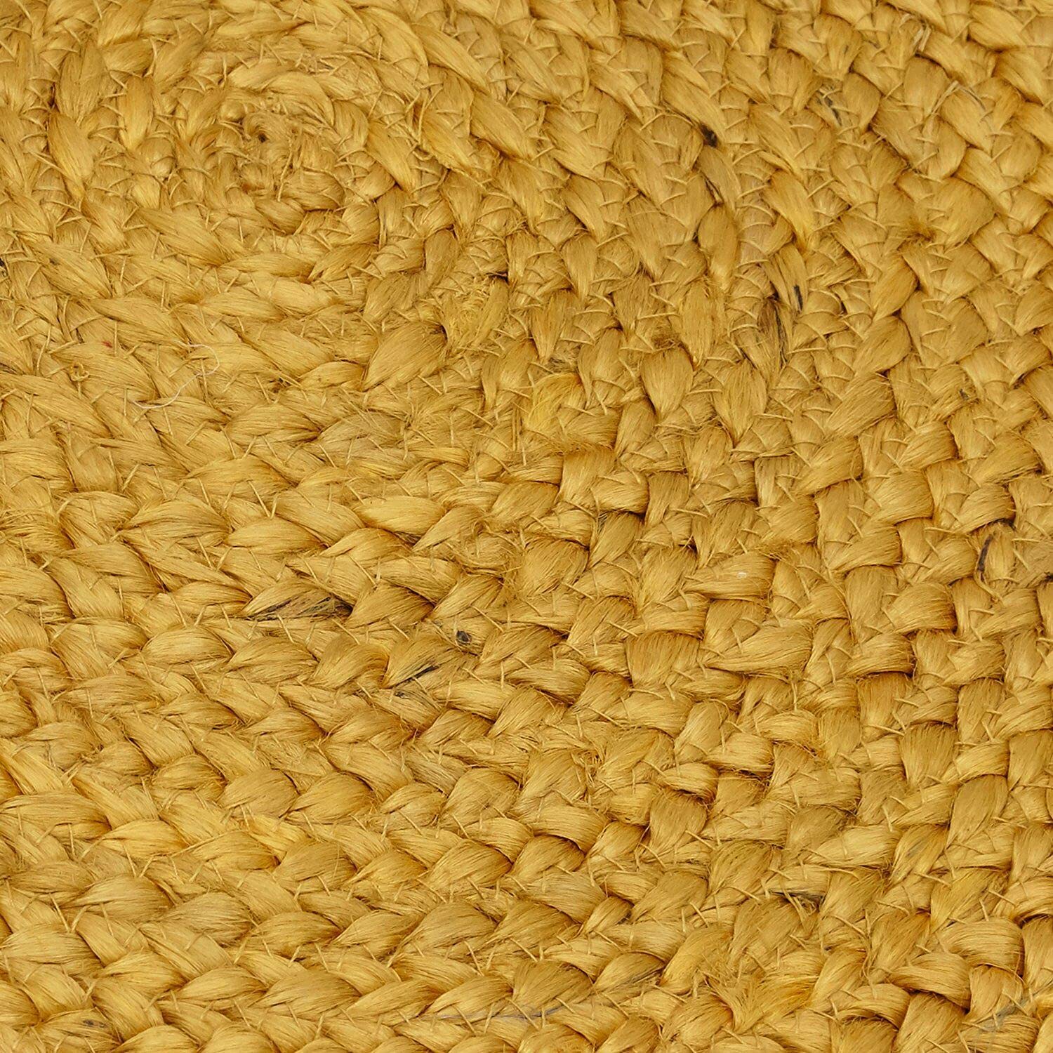 Tradycyjny żółty z juty z beżowym sznurkiem obramowanie okrągły dywanik do salonu kuchni przedpokoju jadalni (140 x 140 cm okrągły)