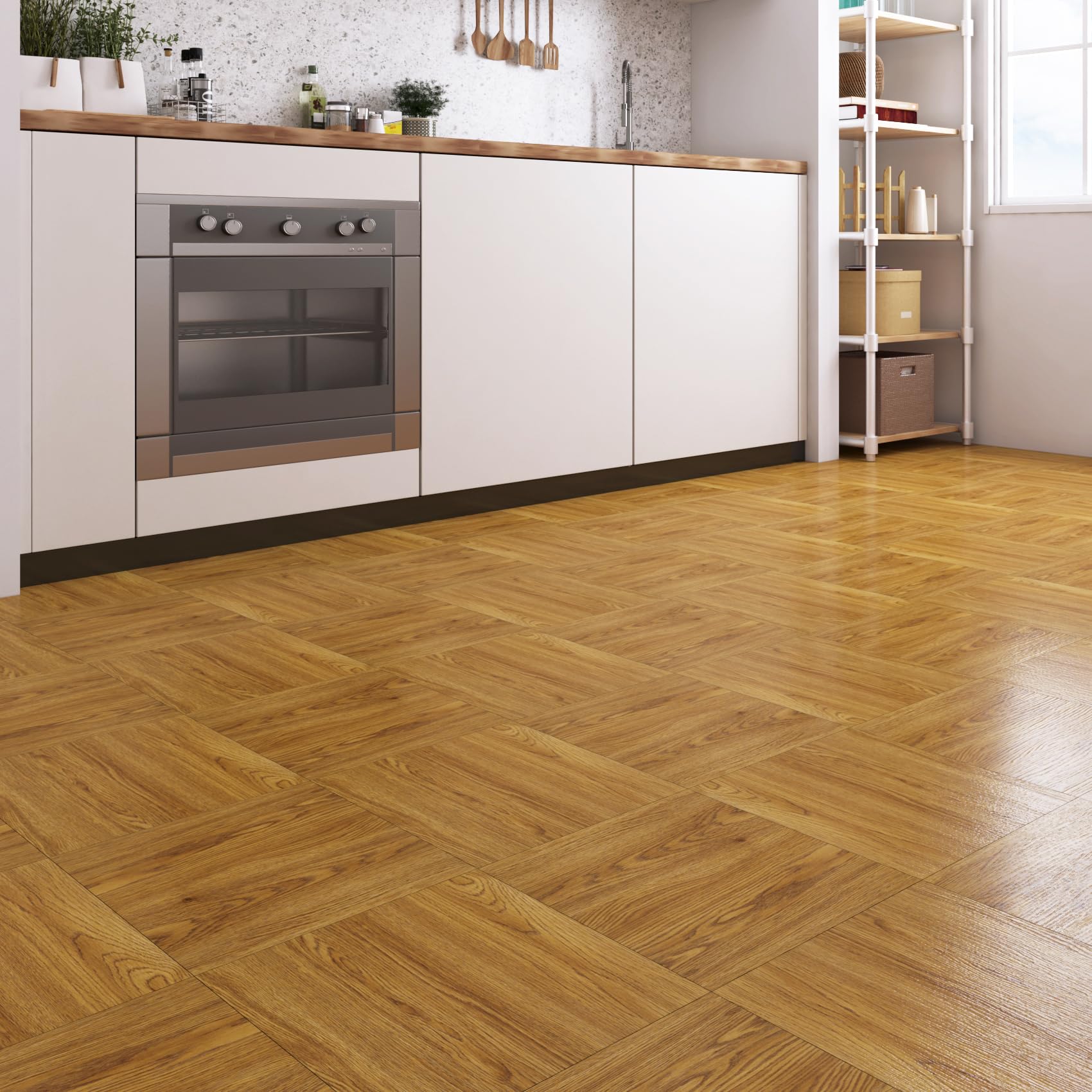 LaCheery Azulejos de madera marrón para despegar y pegar, tablones de vinilo impermeables, paquete de 36 unidades de 12 x 12 pulgadas, tablones de madera laminada, despegar y pegar, azulejos adhesivos