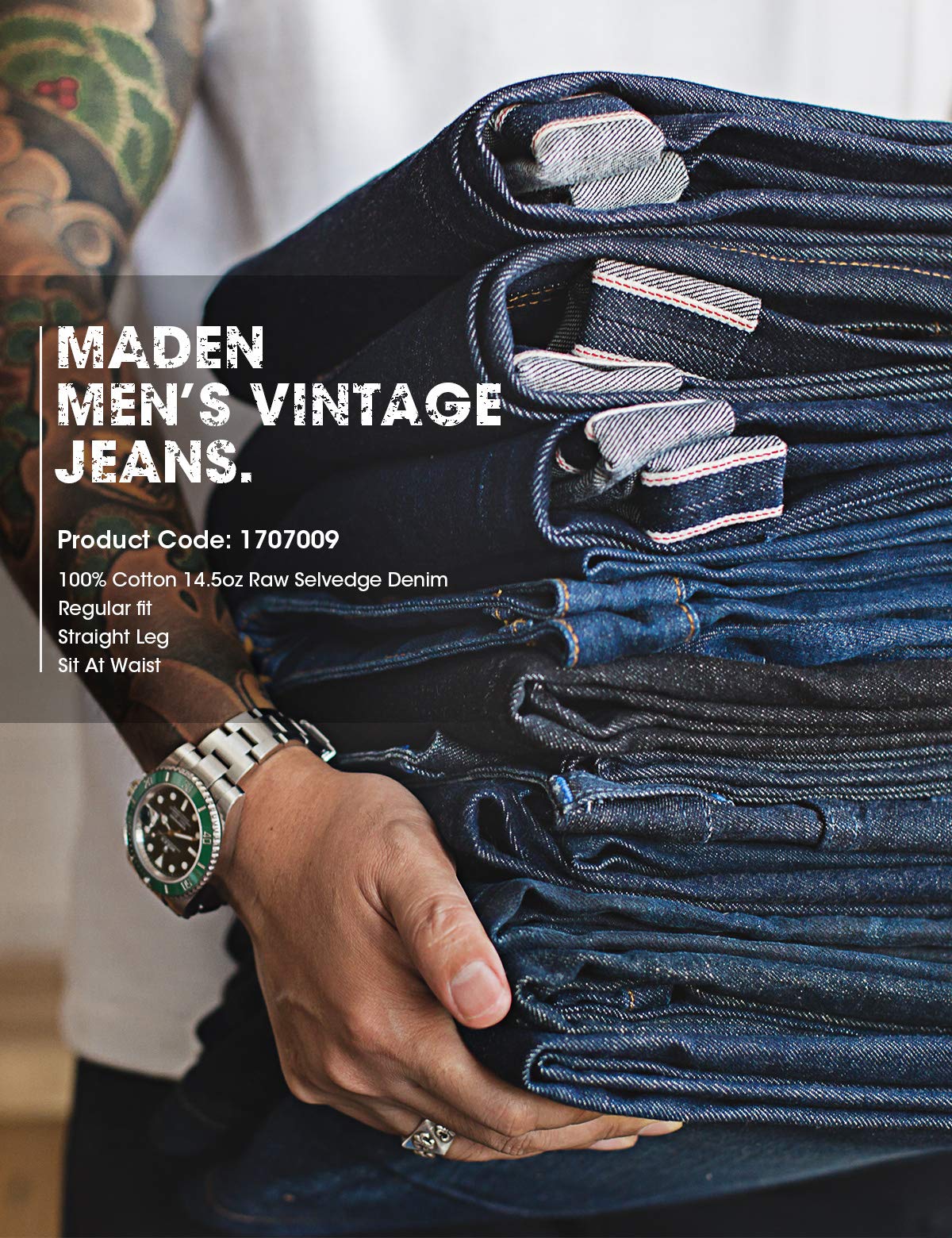 Maden Men S 14 5oz Raw Selvedge Denim Jeans Indigo | Desertcart 