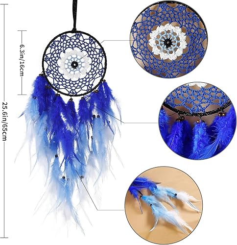 Miniatura 3 de Atrapasueños de mal de ojo, atrapasueños azul para dormitorio, arte de pared de mal de ojo para decoración del hogar, adorno colgante, regalos de