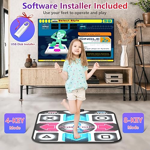 Miniatura 3 de Alfombrilla de baile USB para PCcomputadora, almohadilla de baile mejorada para ejercicio y fitness con software de juego de baile, compatible con