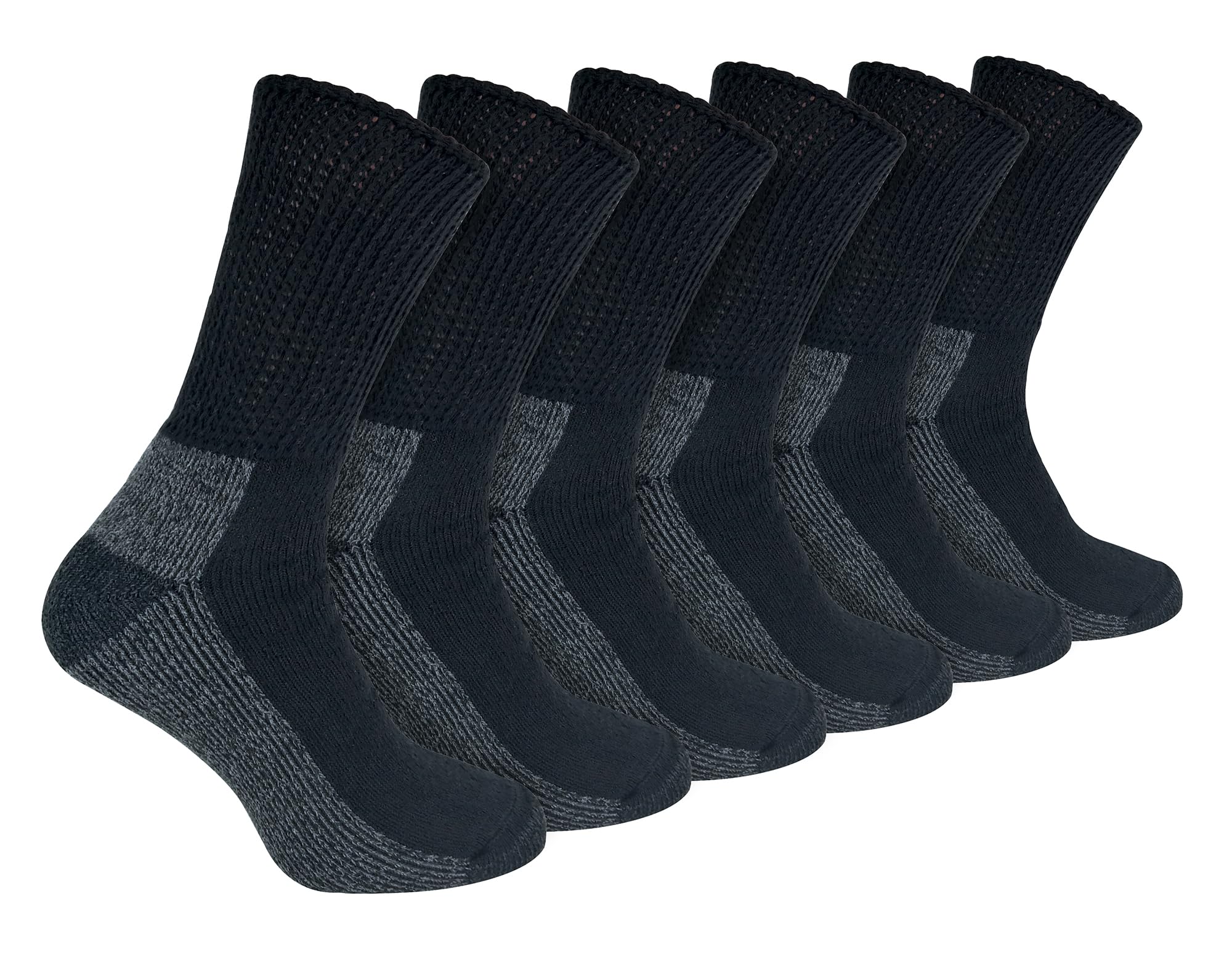 IOMI 6 Pairs Multipack Footnurse Diabetic Socks | Extra Wide Loose Top Non Elastic Work Socks (6-11, Black)
