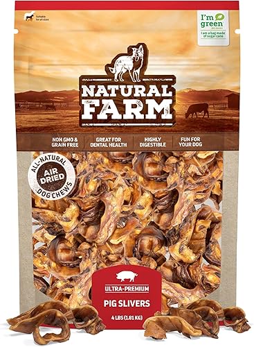 Natural Farm Slivers de oreja de cerdo para perros (bolsa de 4 libras), un ingrediente Astillas de orejas de cerdo naturales, secado al aire, Natural Farm Slivers de oreja de cerdo para perros (bolsa de 4 libras), un ingrediente Astillas de orejas de cerdo naturales, secado al aire,