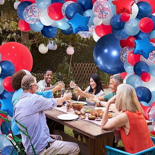 Miniatura 7 de Kit de guirnalda de arco de globos rojos, blancos y azules y 148 guirnaldas de arco de globos azul marino y dorado
