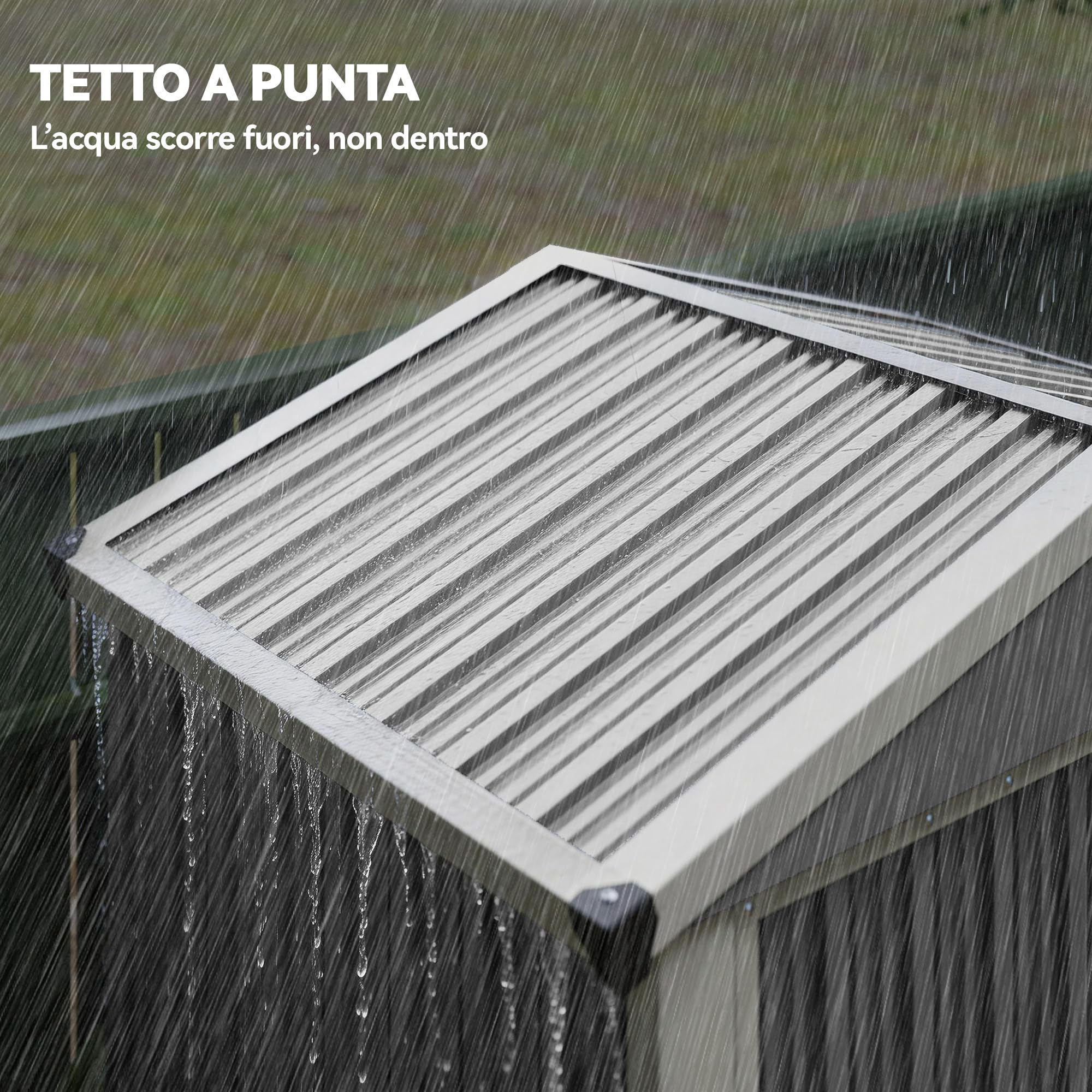 Outsunny Casetta da Giardino 1.1m² Acciaio Zincato Doppie Porte Larghe Bloccabili Tetto Inclinato 133x87x178 cm Grigio Argento