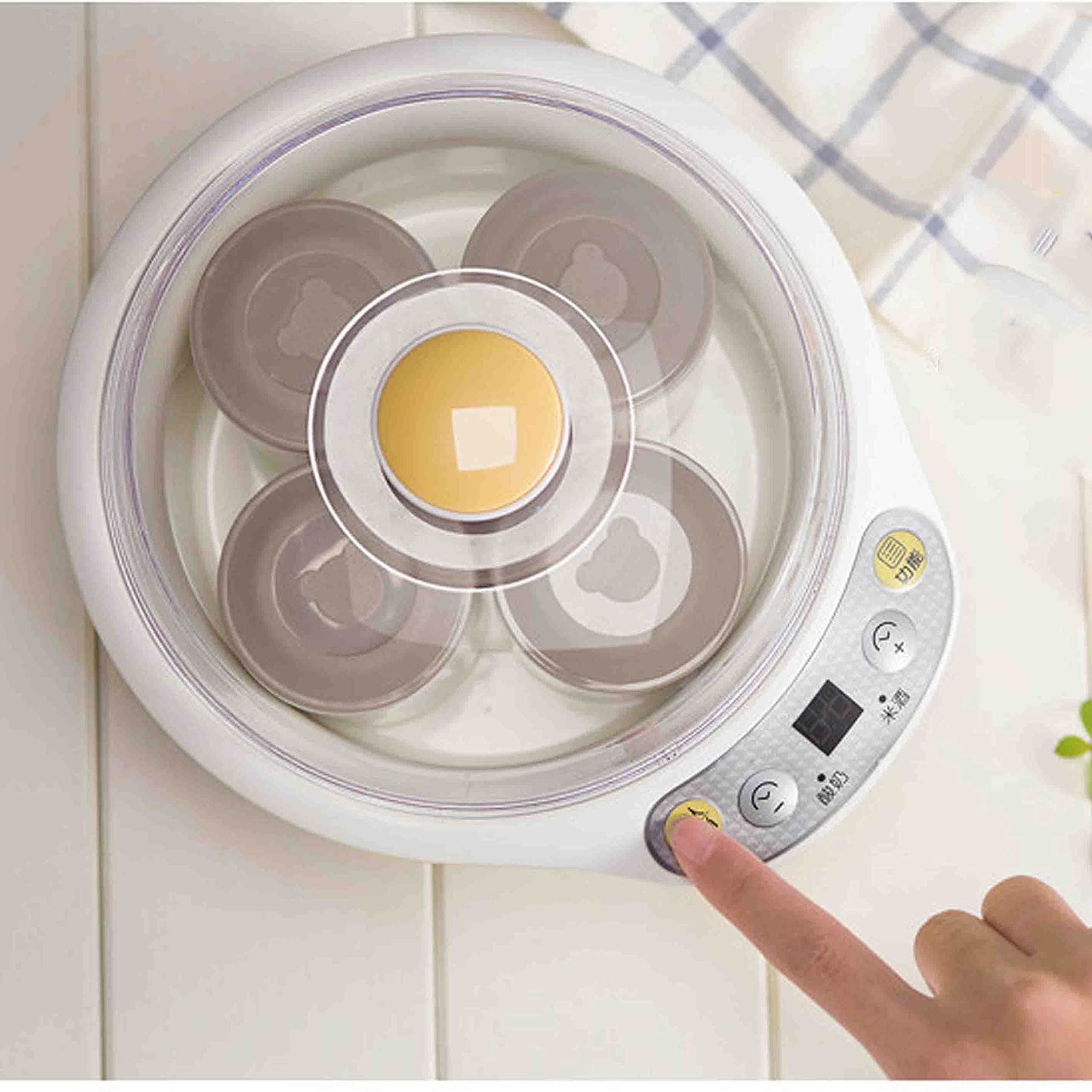 Yogurtiera, Yogurtiera Elettrica con 4 Bicchieri in Ceramica (1000ml) E Ricette, Yogurtiera Facile da Usare con Impostazione di Spegnimento Automatico, Timer Regolabile, Display LCD
